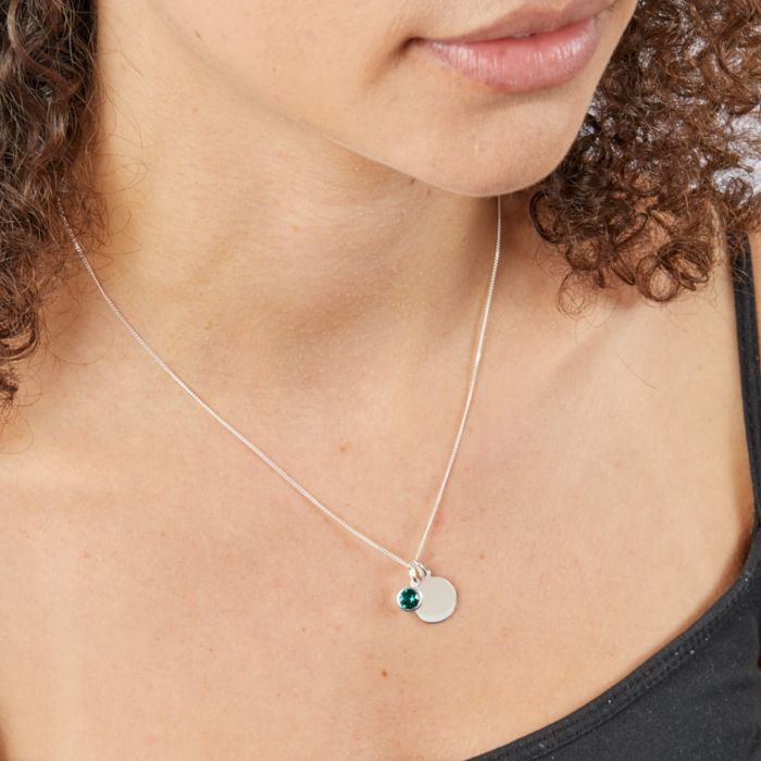 Sterling Silver May Birthstone Disc Pendant