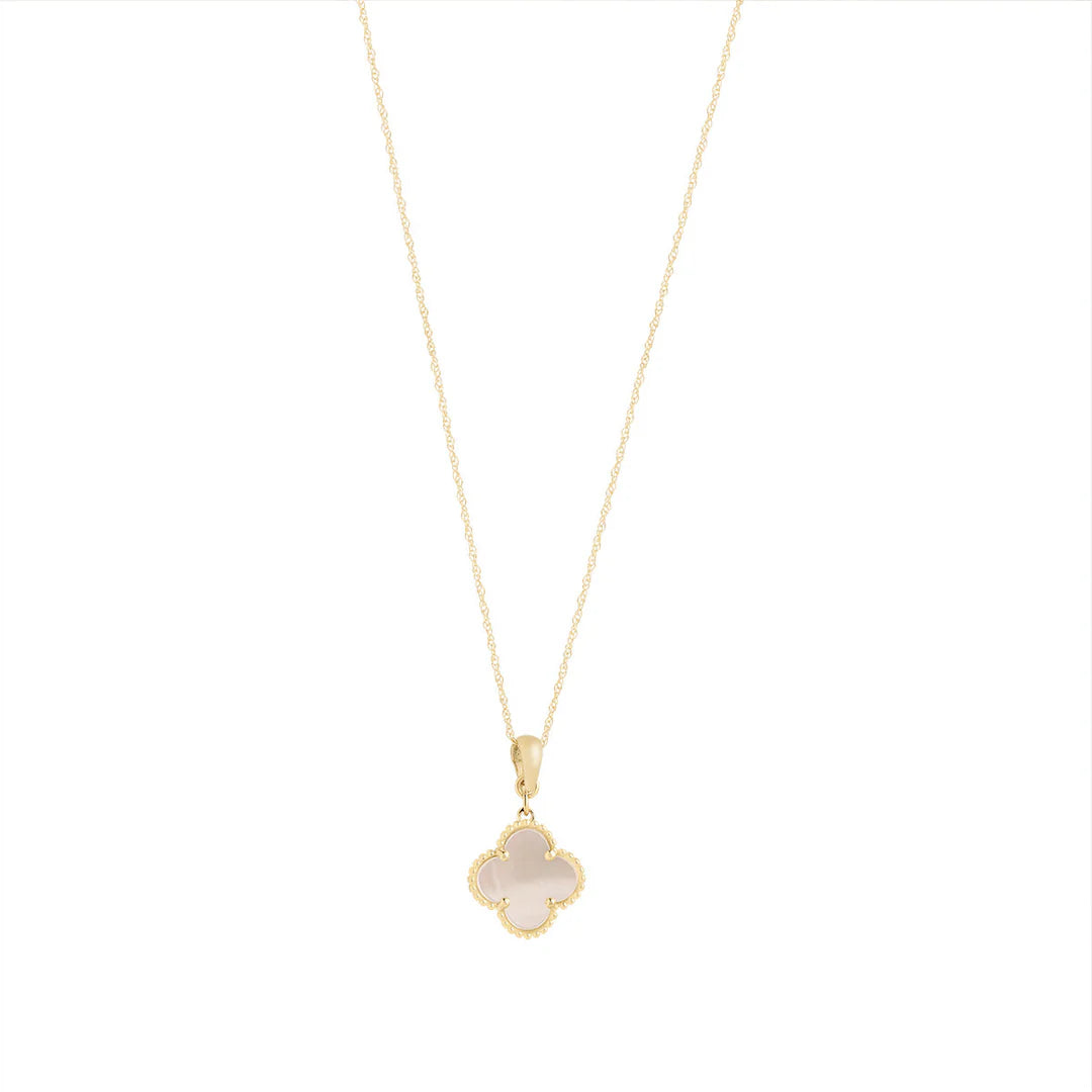 9ct Yellow Gold Mother Of Pearl Clover Pendant