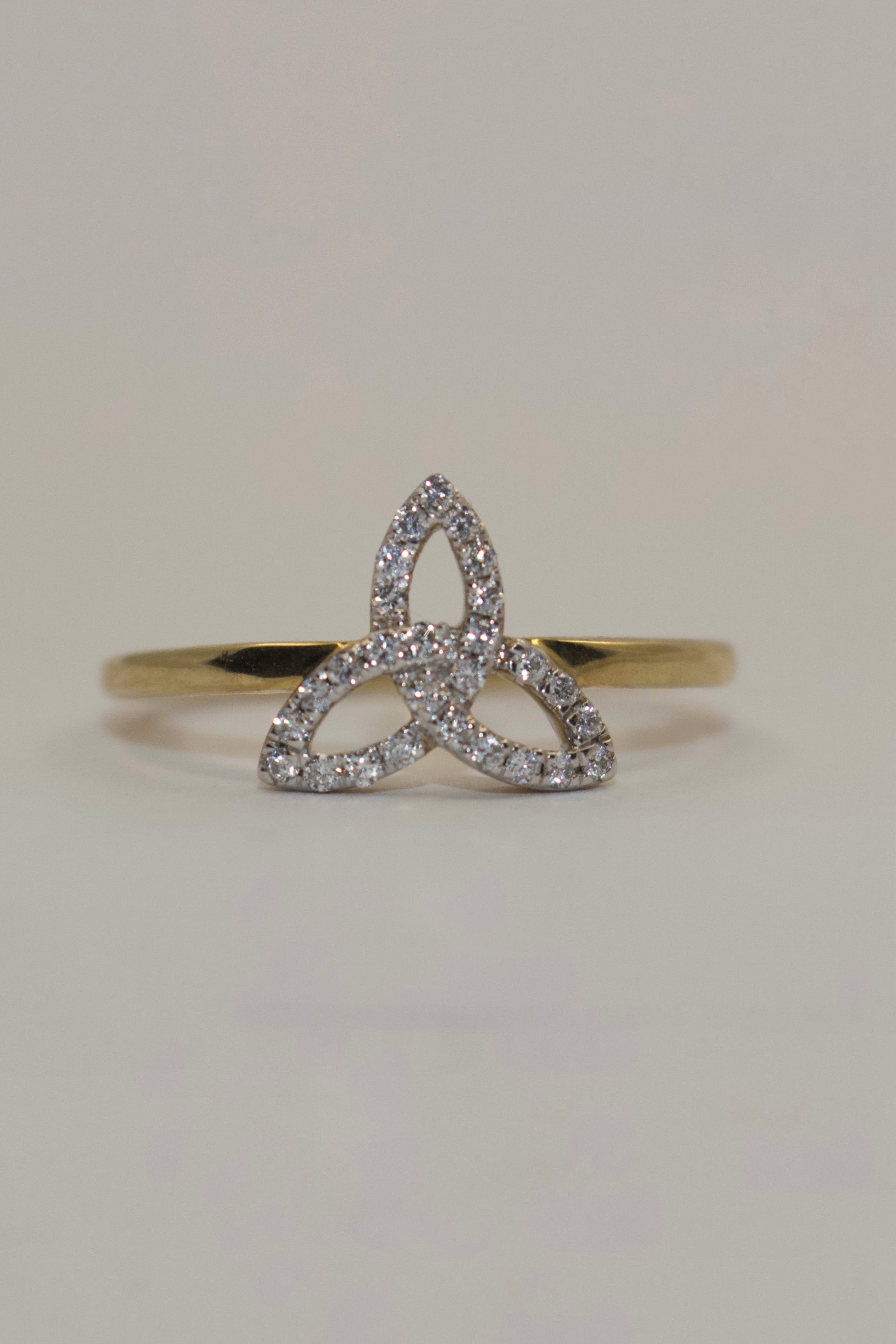 9K Yellow Gold Diamond Trinity Ring