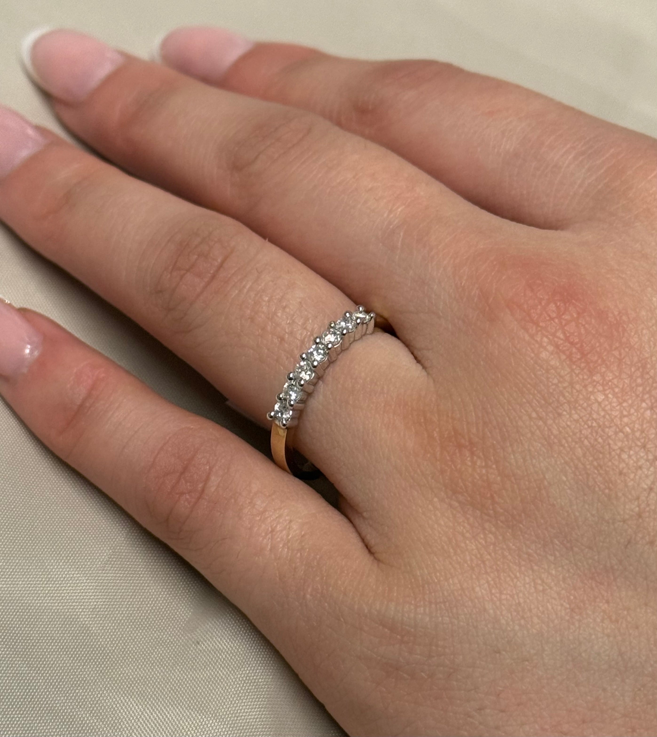 9K Yellow Gold Seven Stone Diamond Ring