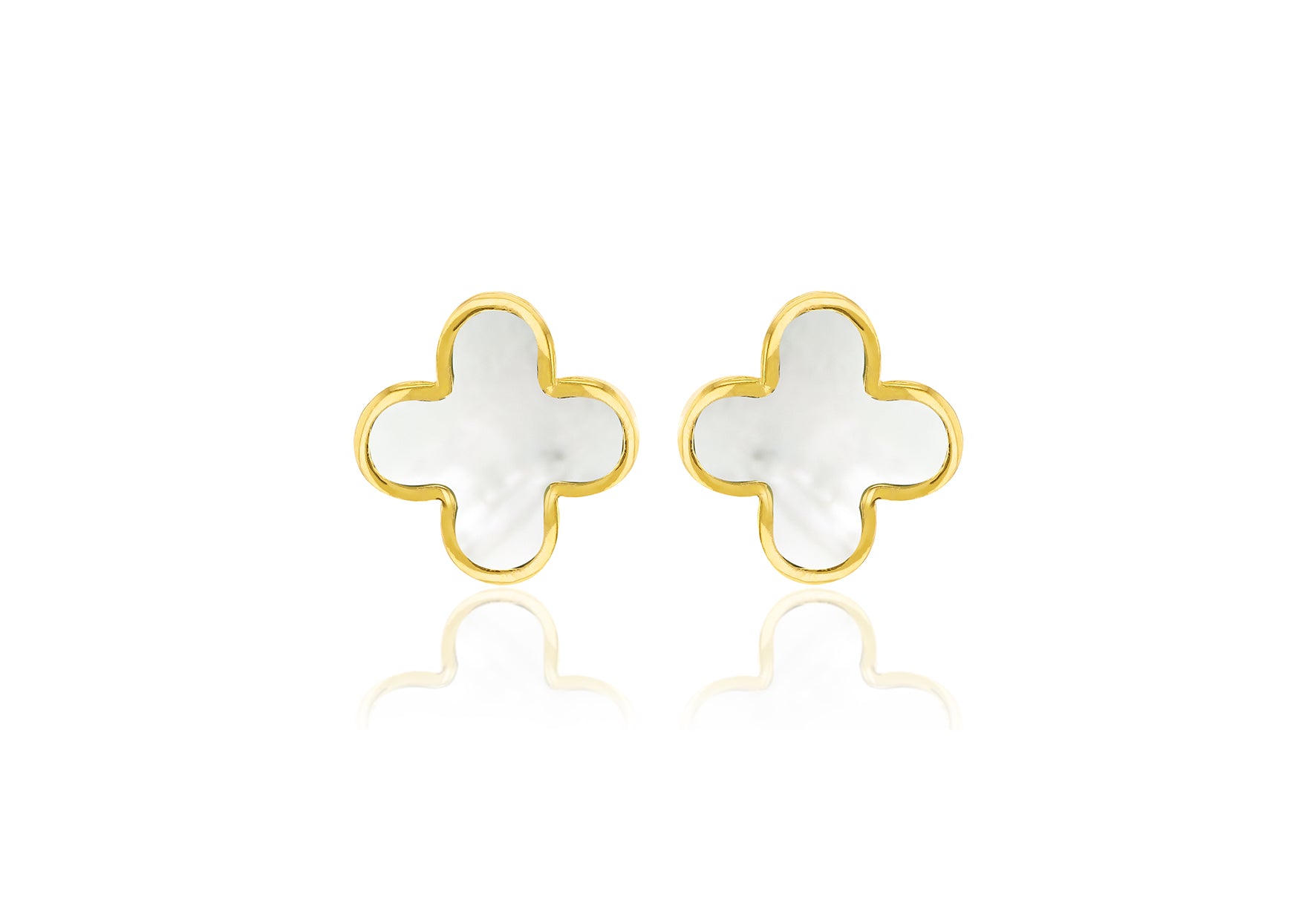 9ct Yellow Gold Small Mother of Pearl Clover Studs