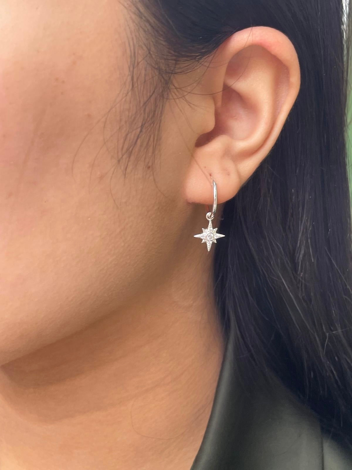 Sterling Silver North Star Hoops