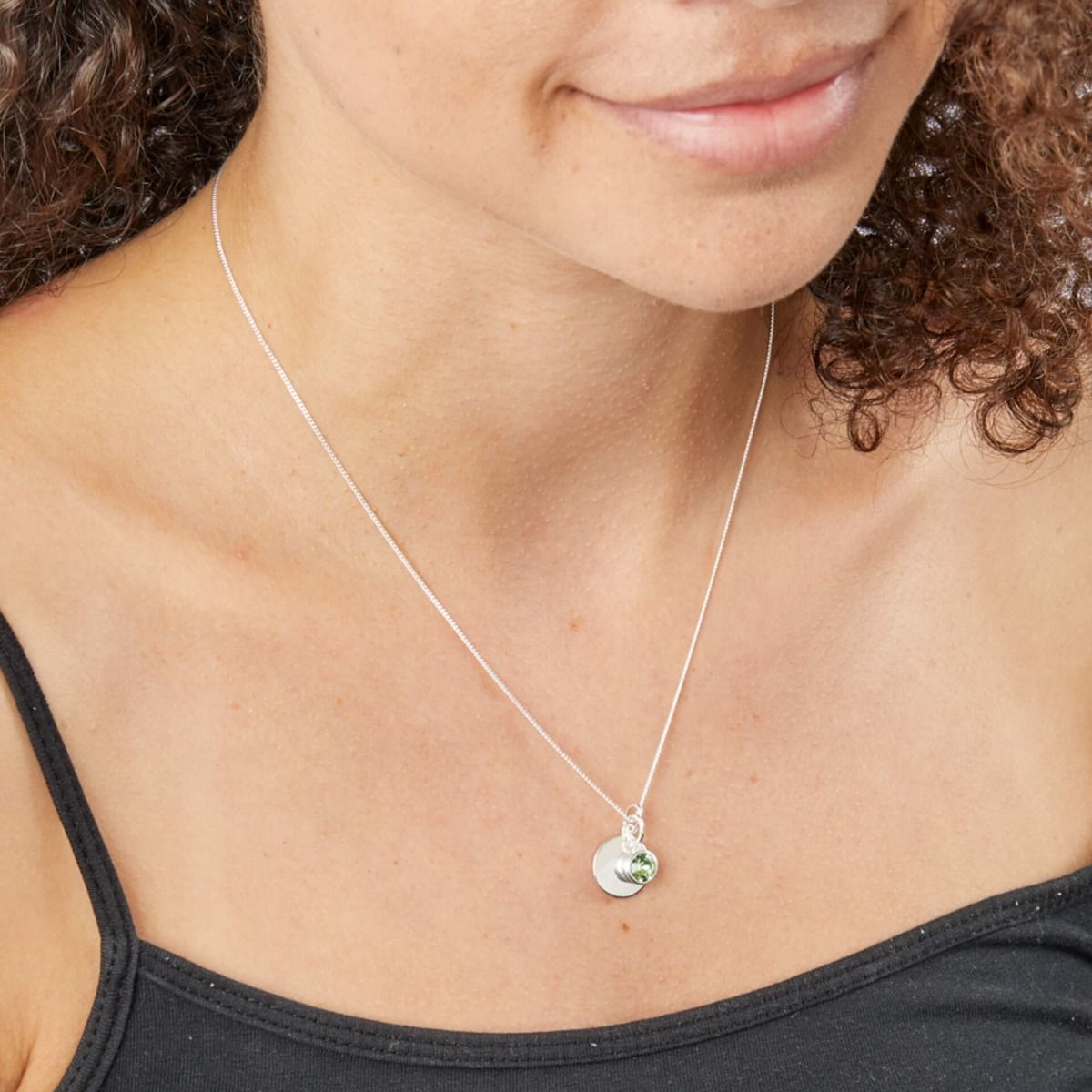 Sterling Silver August Birthstone Disc Pendant