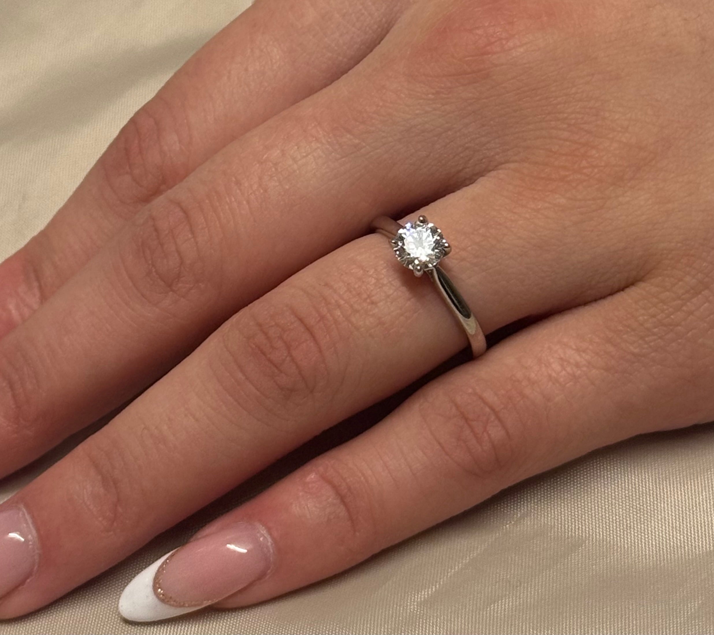 18K White Gold .72ct Natural Brilliant Cut Diamond Solitaire Ring