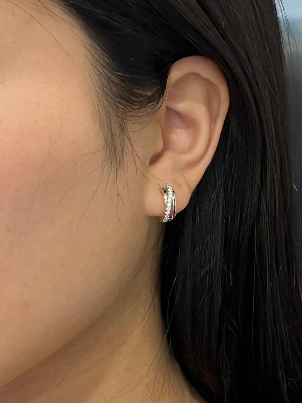 Sterling Silver Crossover Hoop Earrings
