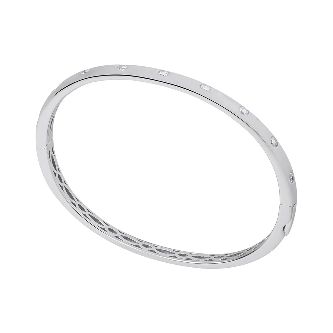 Sterling Silver Inset Cz Bangle