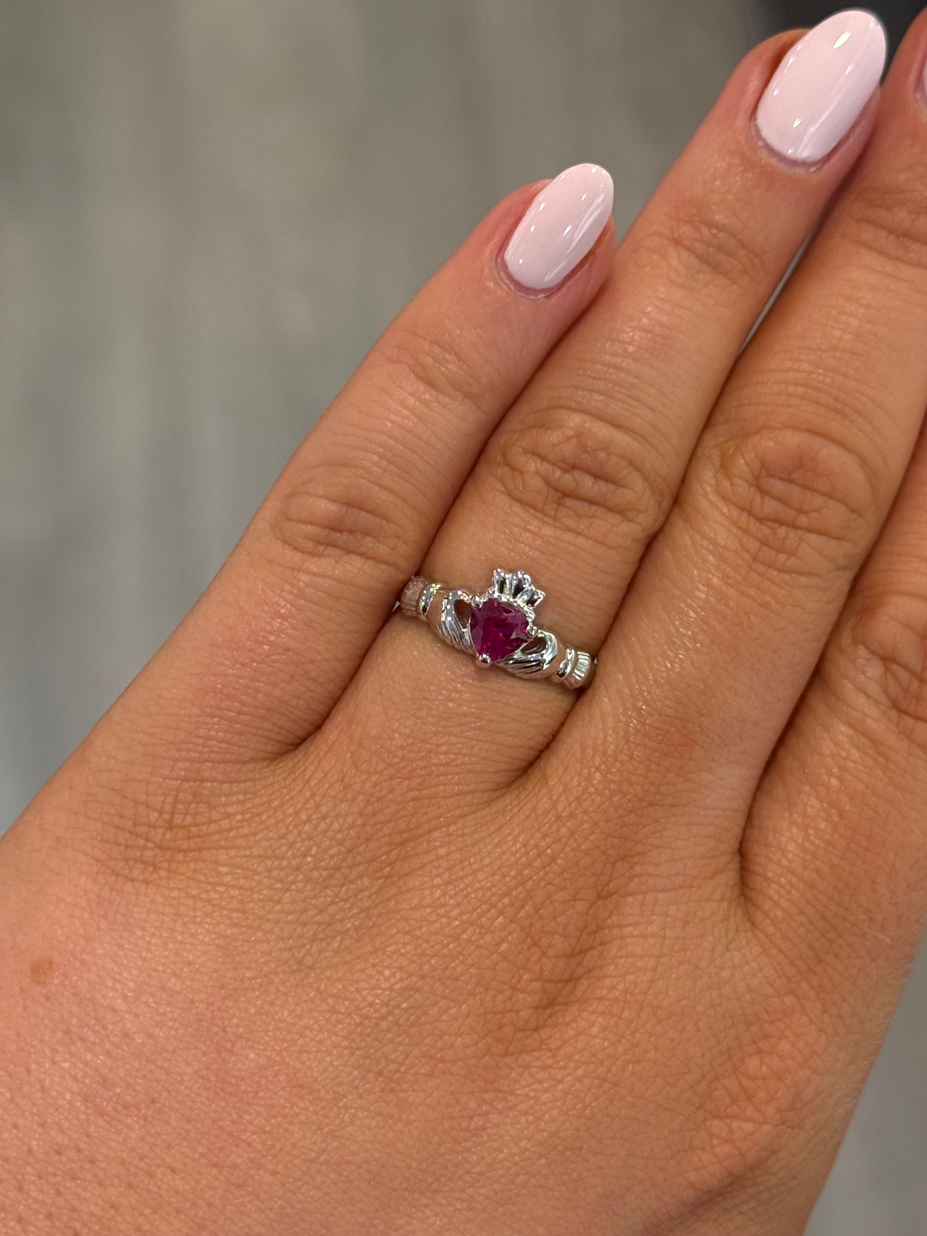Sterling Silver July Birthstone Claddagh