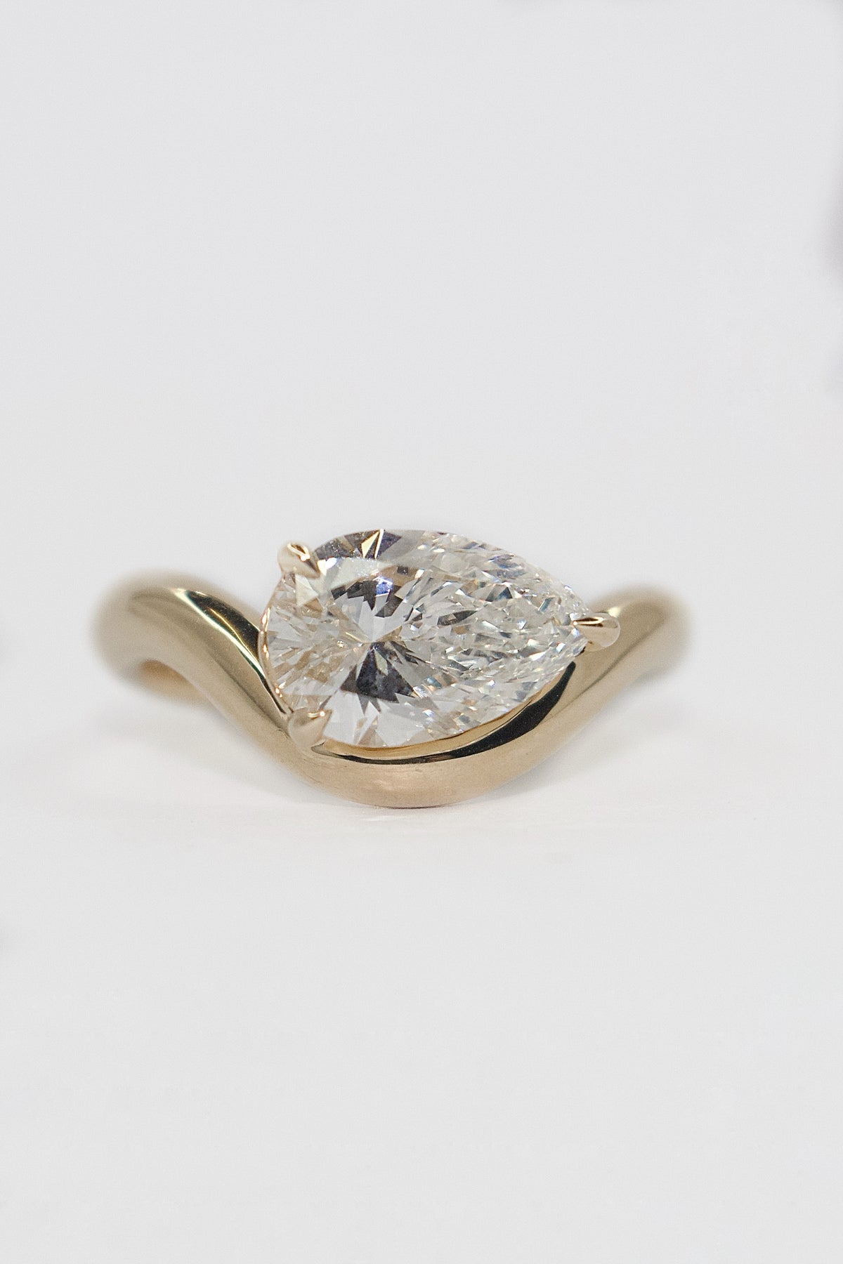 9K Yellow Gold 2.07ct Laboratory Grown East West Pear Ring