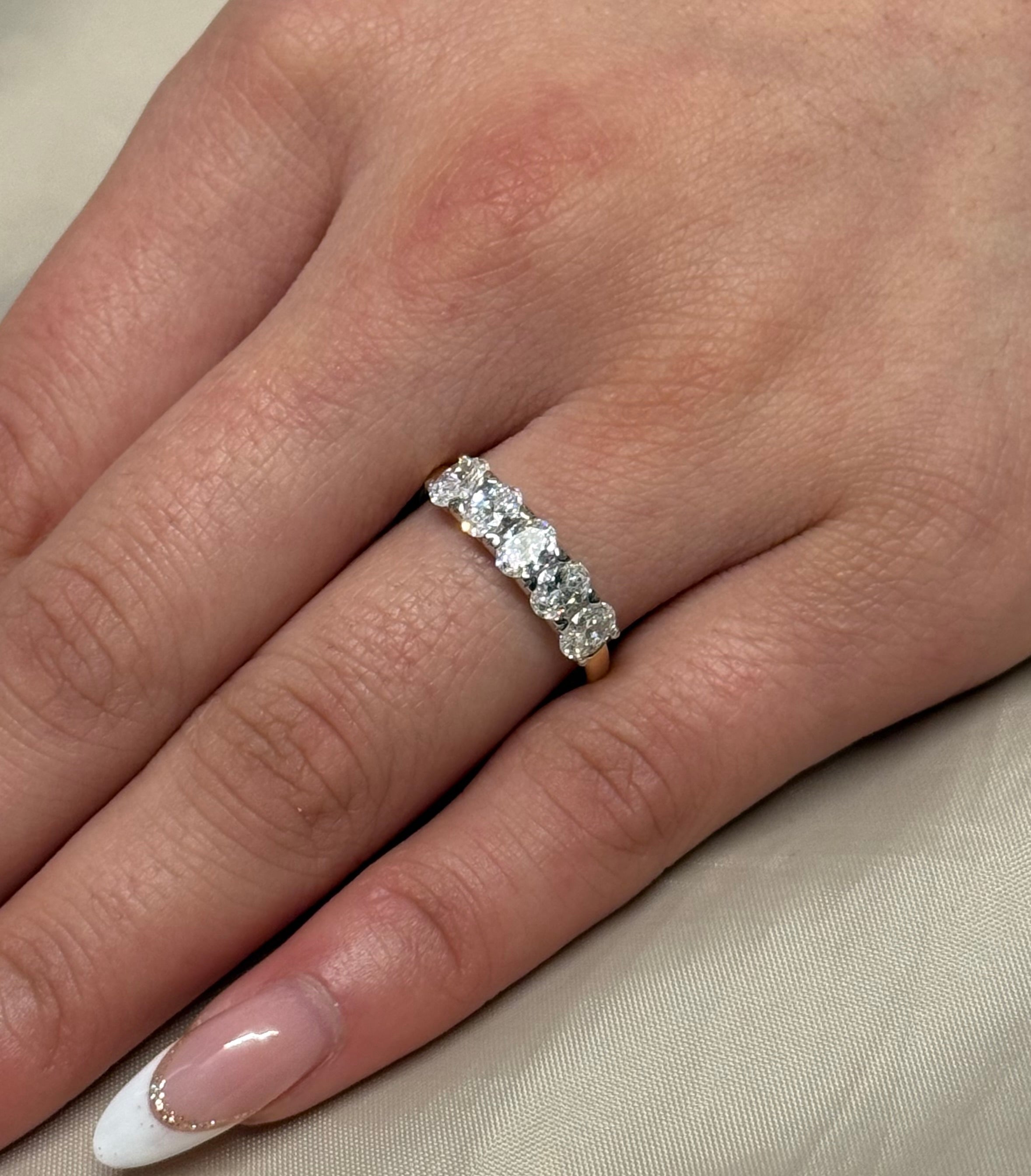 18K Yellow Gold 1.25ct Oval Five Stone Laboratory Grown Diamond Ring