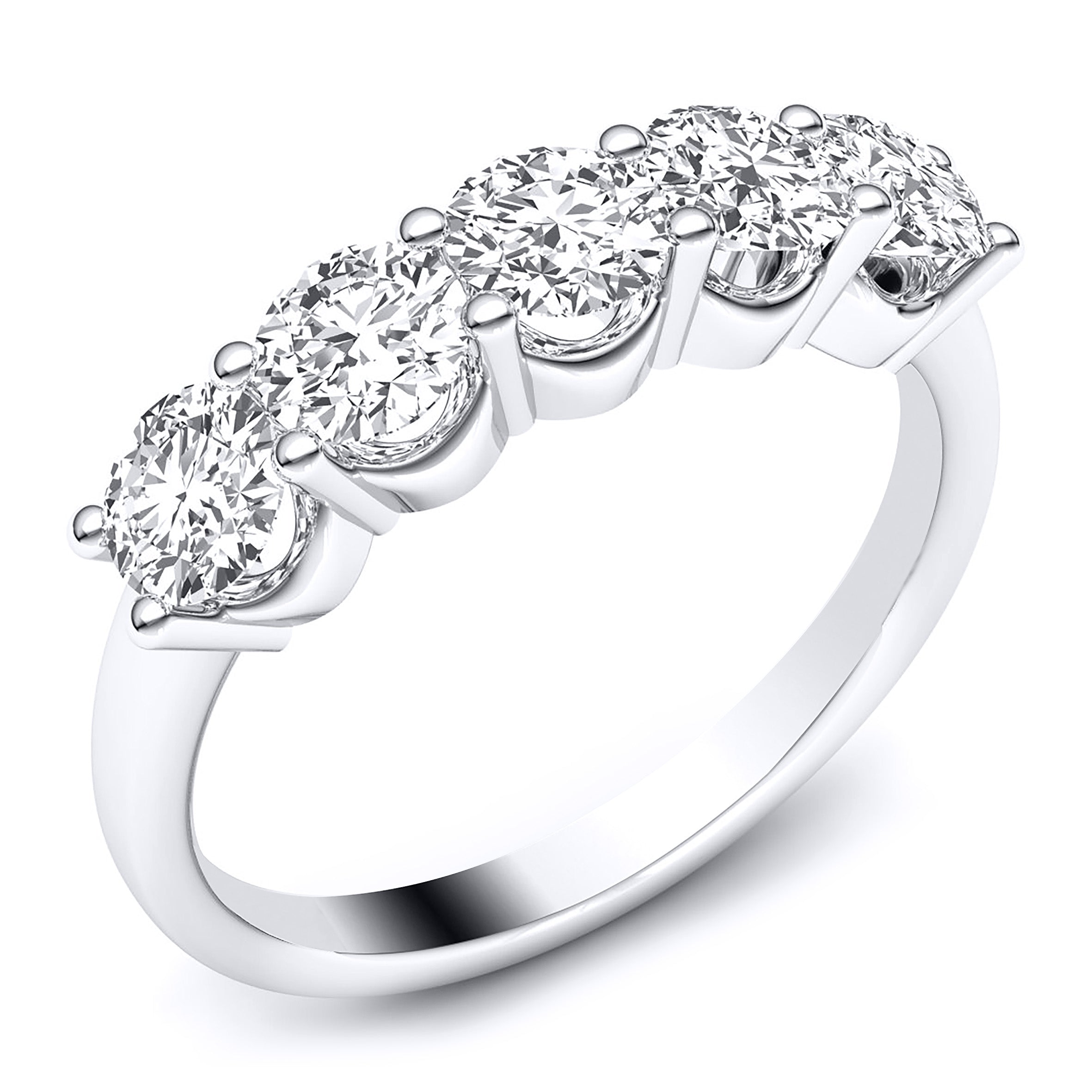 9K White Gold Five Stone Diamond Ring