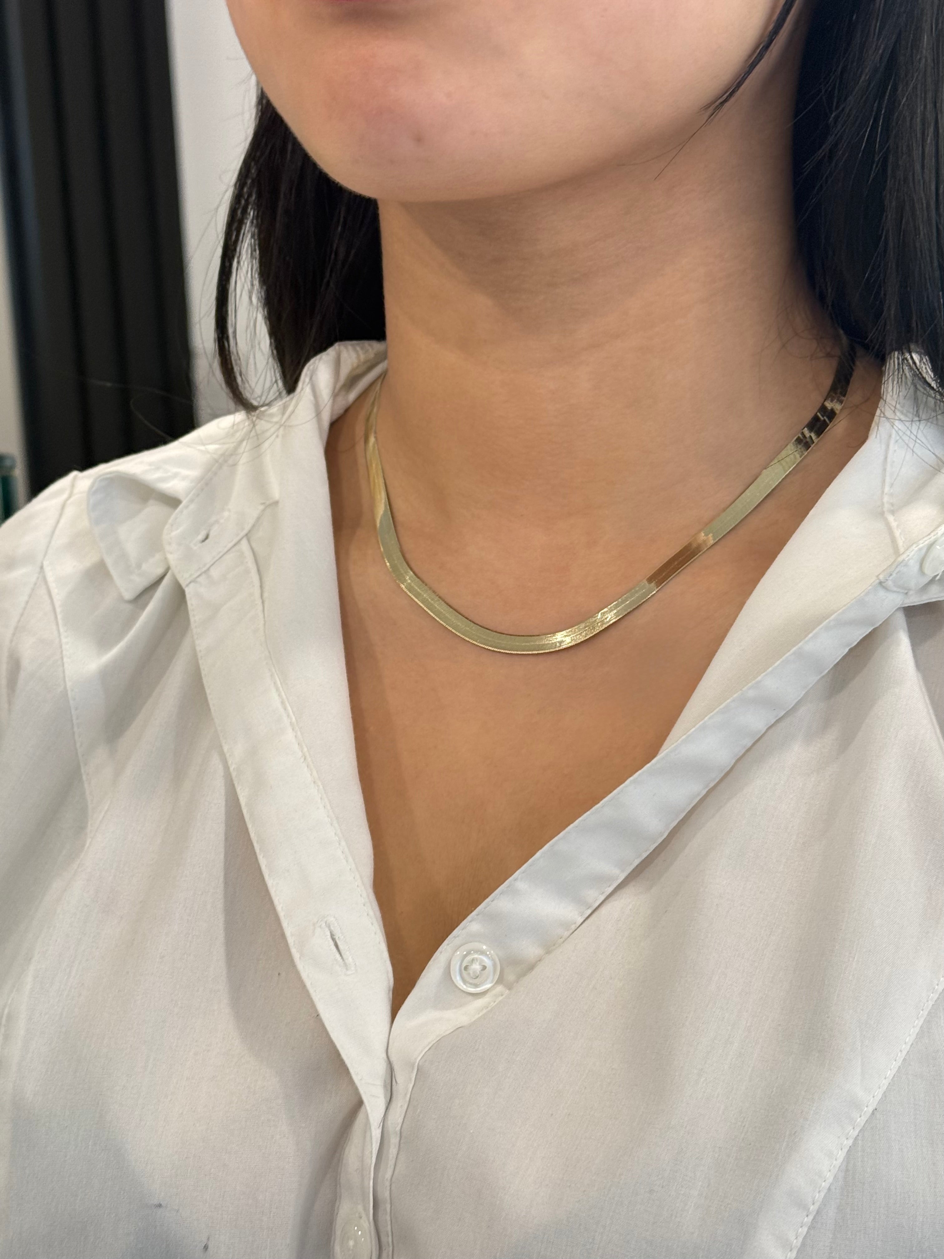 9ct Yellow Gold Herringbone Necklace