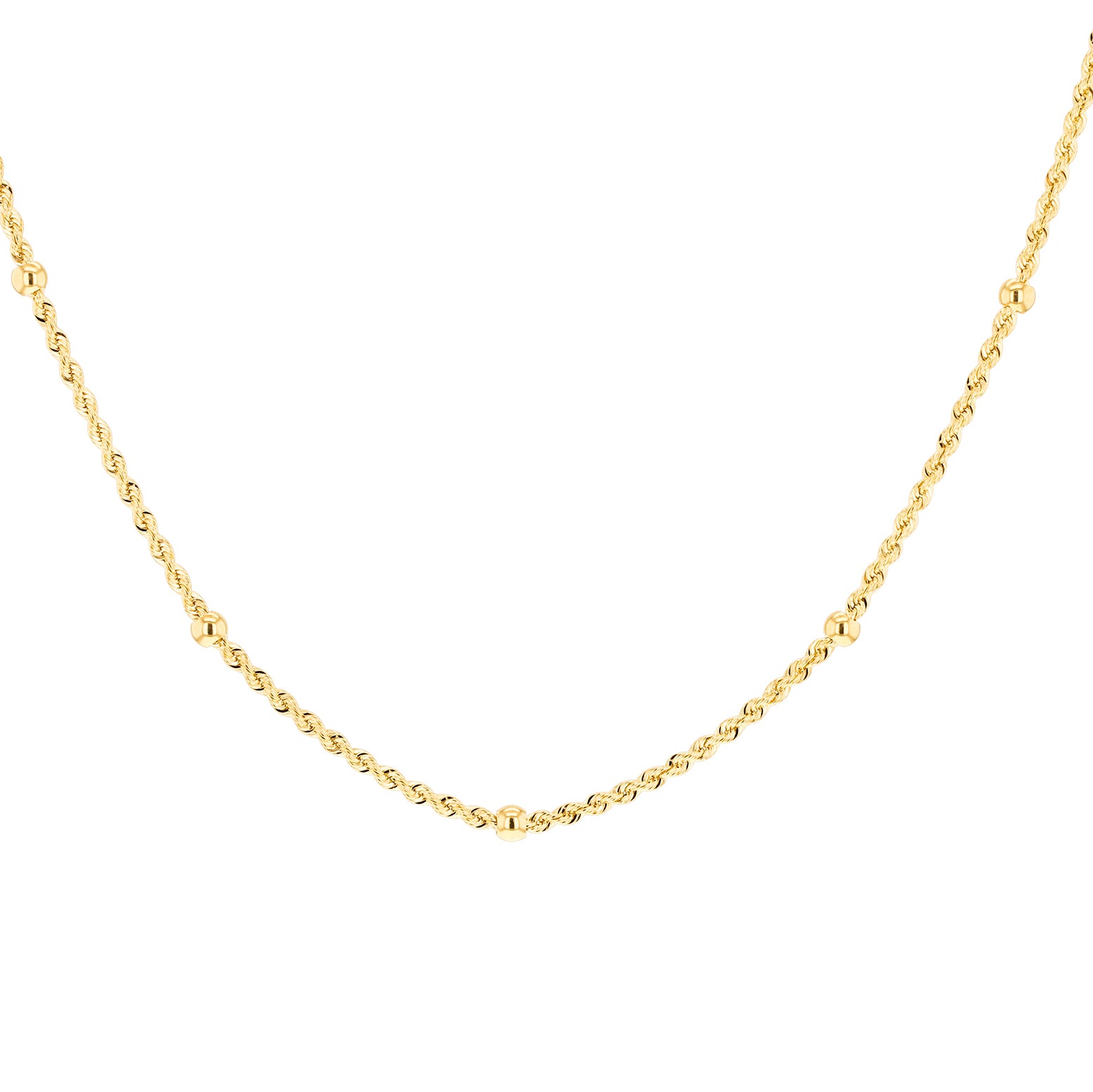 9ct Yellow Gold Rope Ball Necklace