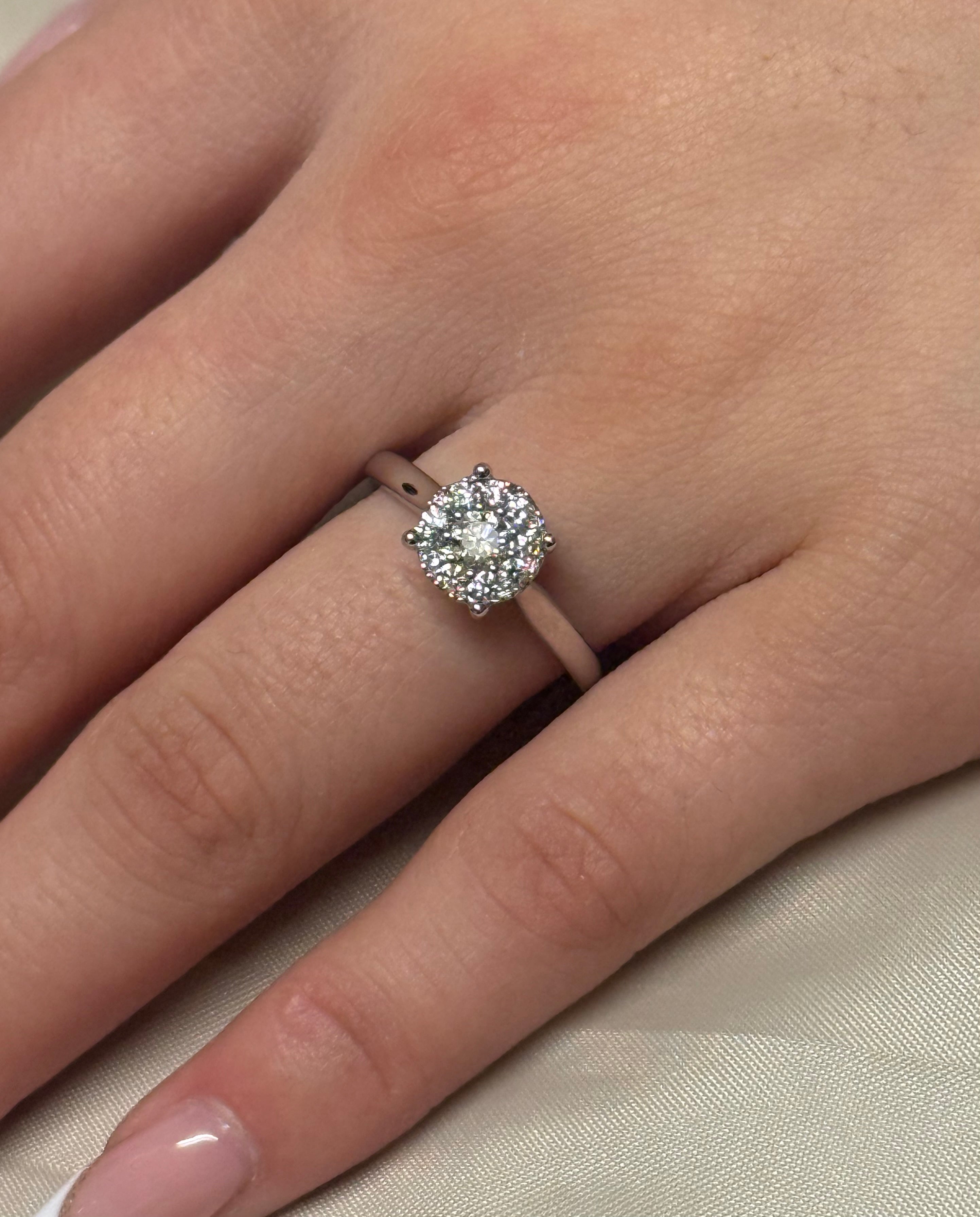 9K White Gold 50pt Illusion Solitaire Diamond Ring