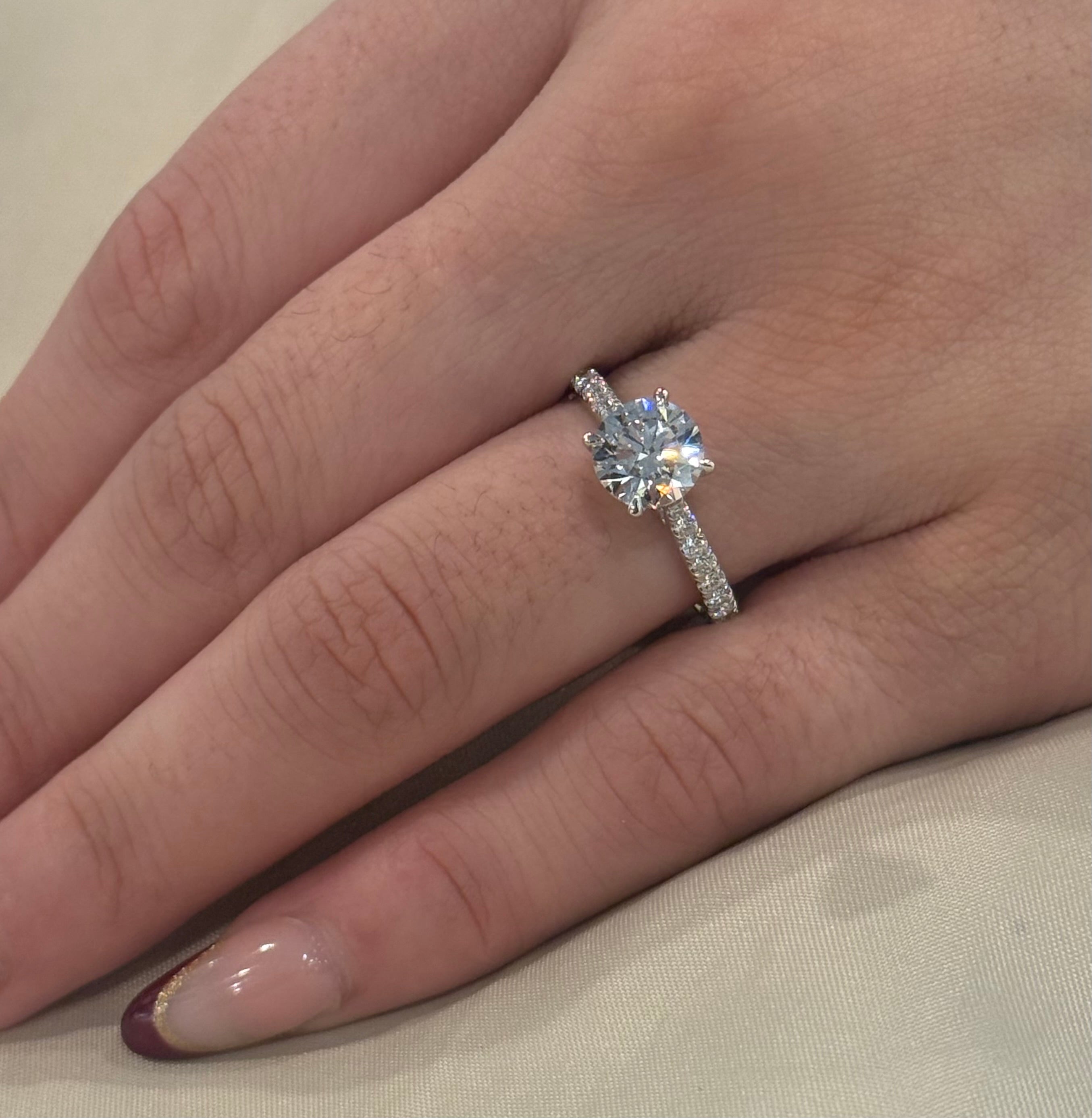 18K White Gold 1.98ct Brilliant Cut Laboratory Grown Diamond Solitaire with Diamond Band