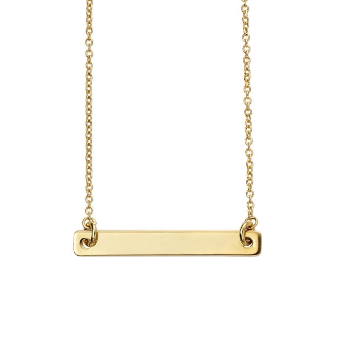 Gold Plated Engravable Horizontal Bar Necklace