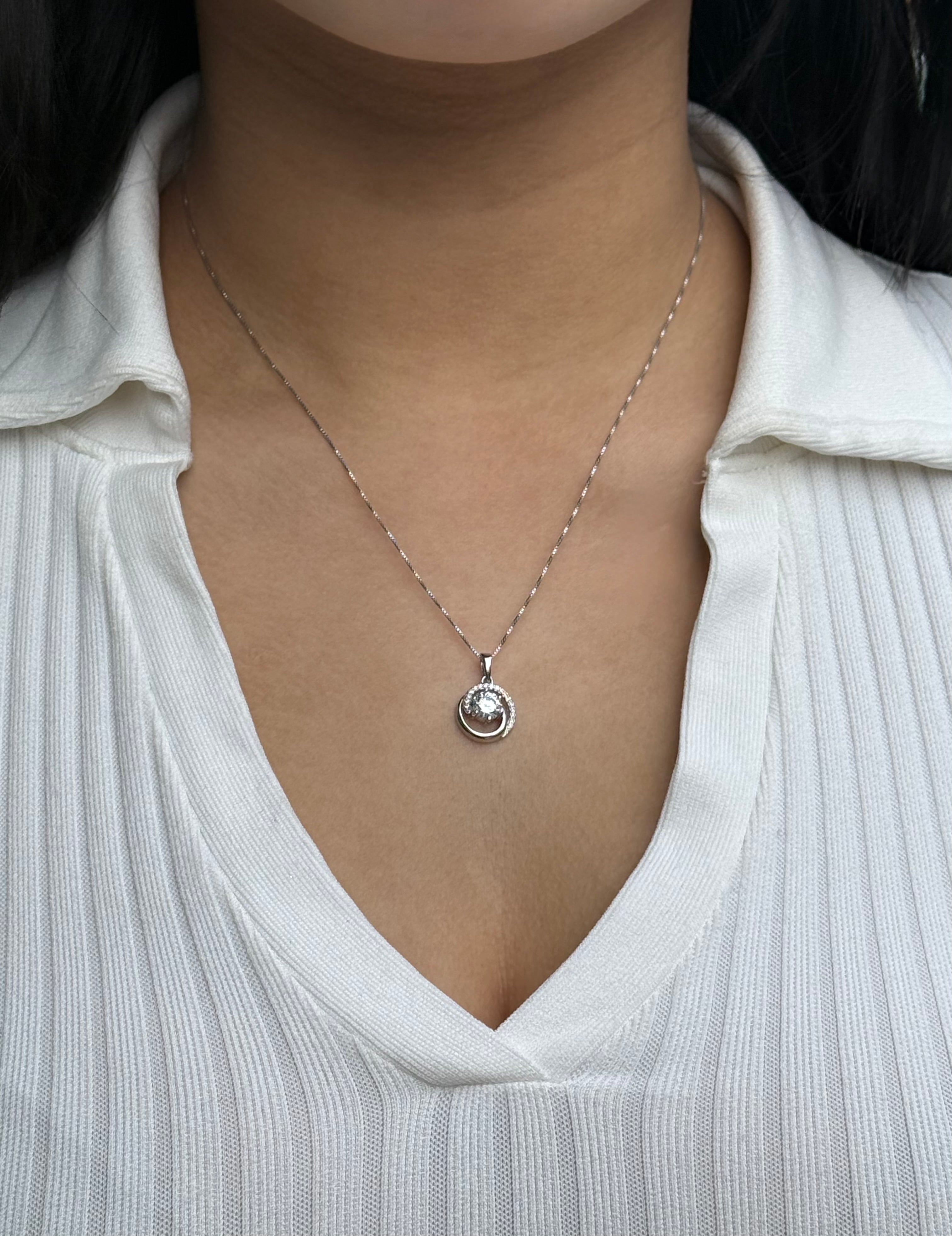 Sterling Silver Cz Swirl Knot Pendant