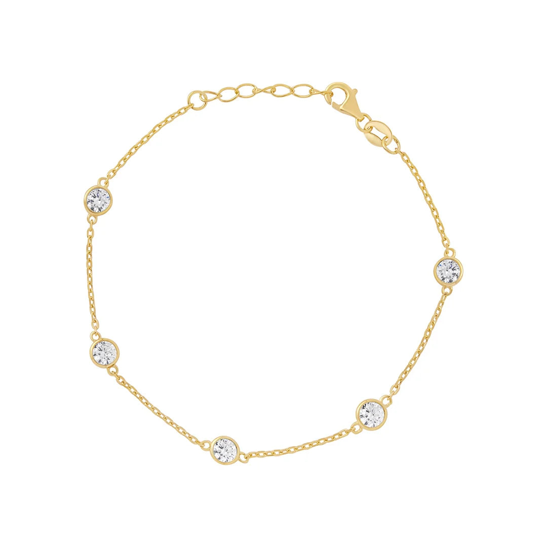 Gold Plated Sterling Silver Rubover Cz Bracelet
