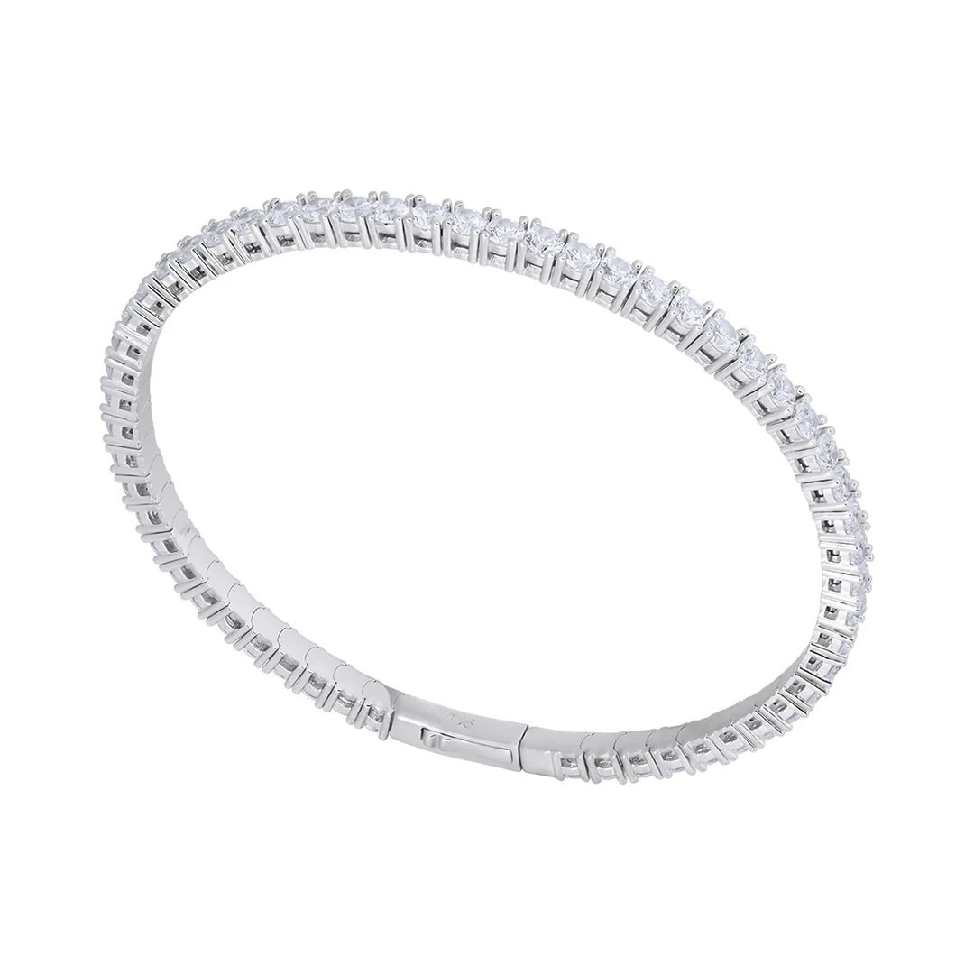Sterling Silver Flexible CZ Bangle