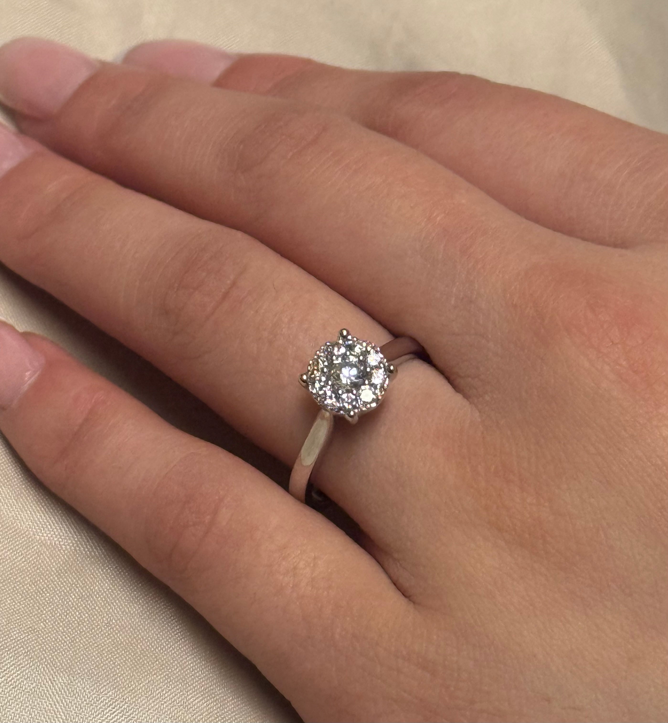 9K White Gold 50pt Illusion Solitaire Diamond Ring