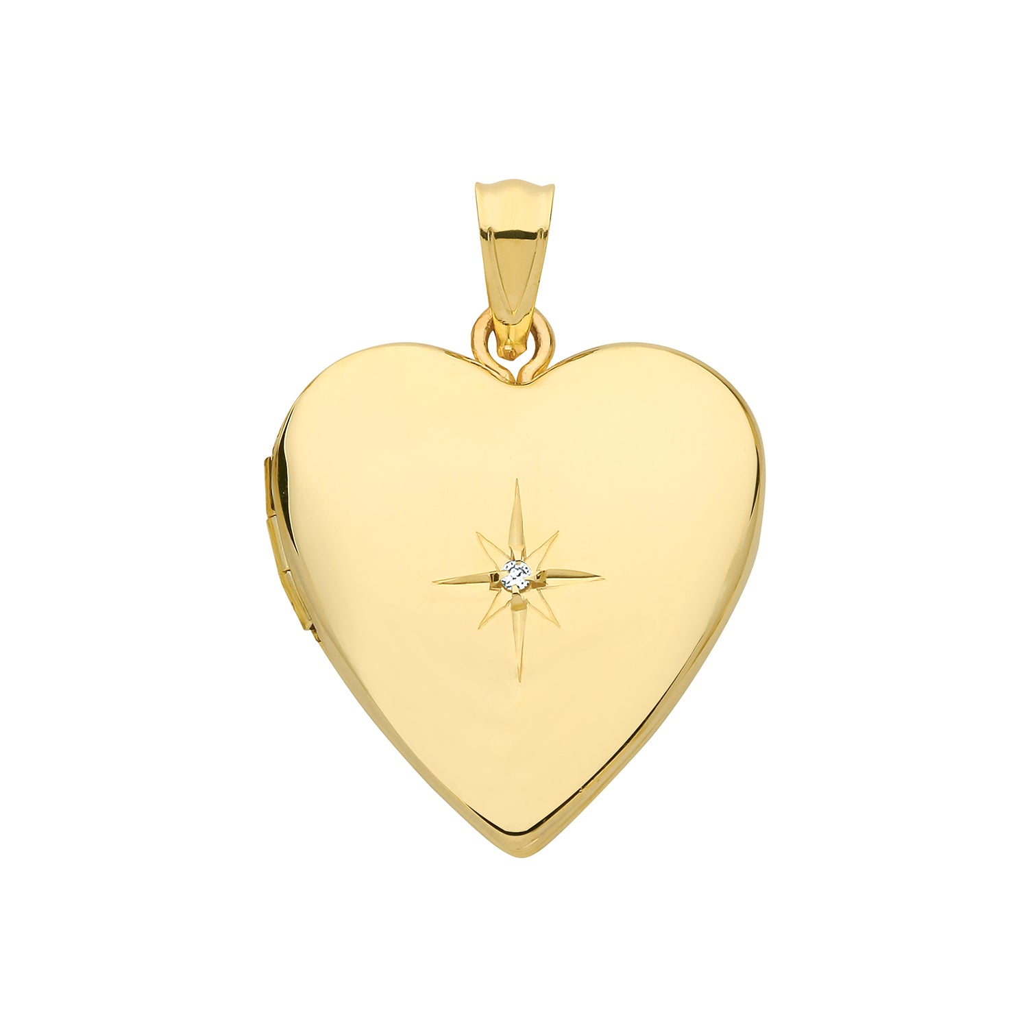 9ct Yellow Gold Heart CZ Locket