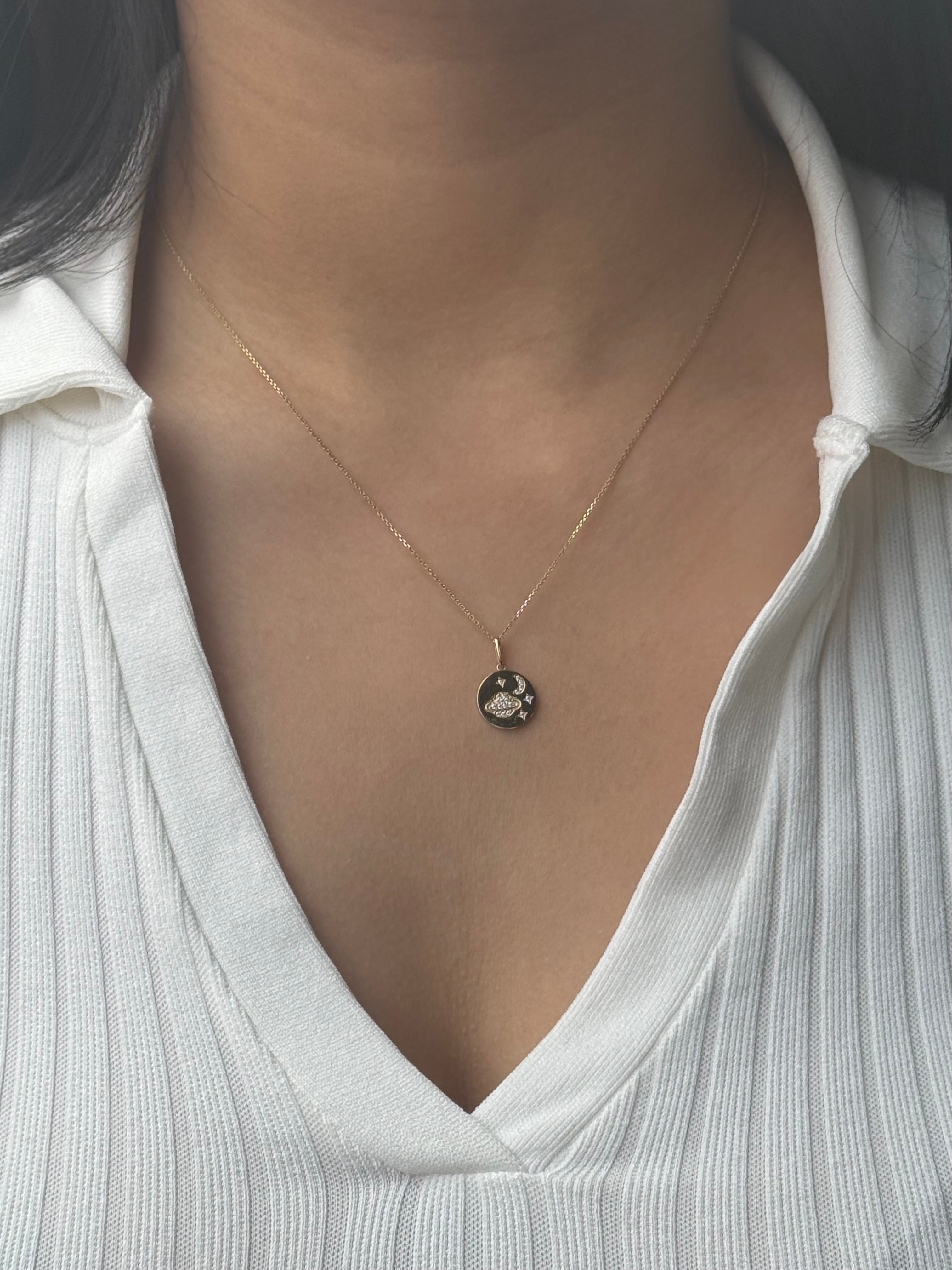 9ct Yellow Gold Planets Disc Pendant