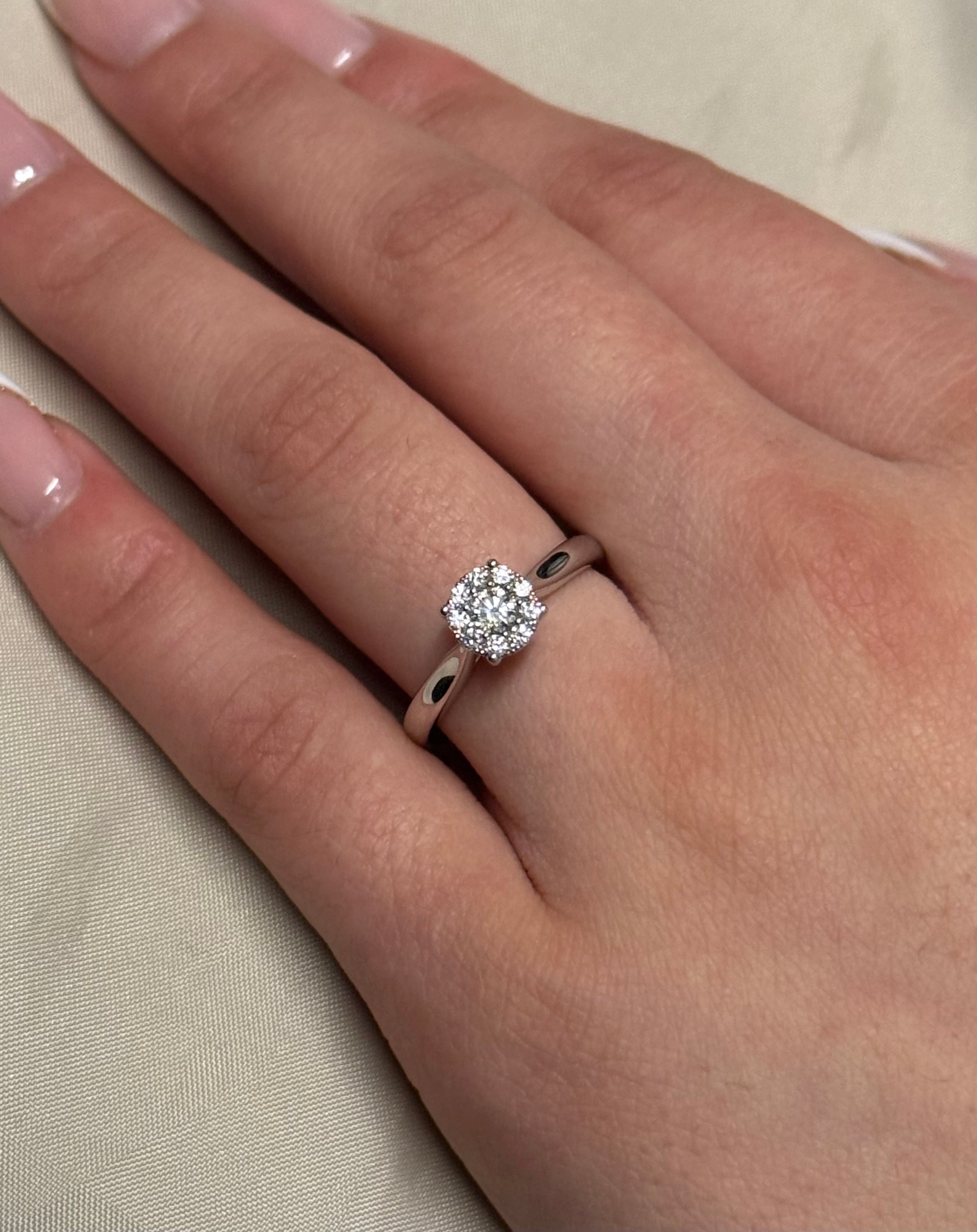 9K White Gold 35pt Illusion Solitaire Diamond Ring