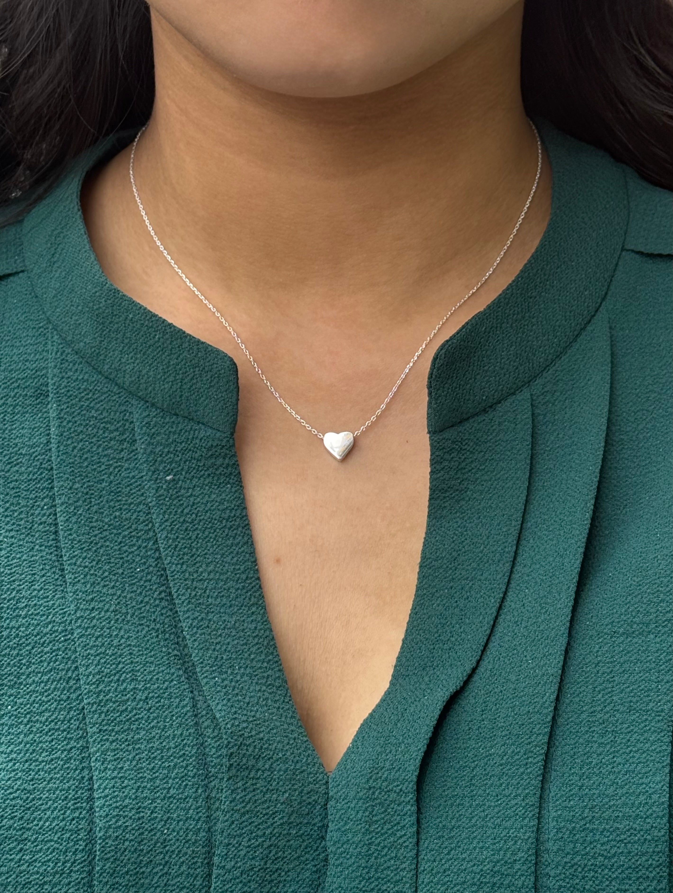 Sterling Silver Engravable Heart Necklace