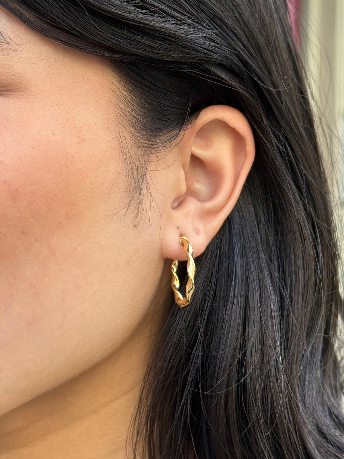 Gold Plated Sterling Silver Oval Twist Hoops