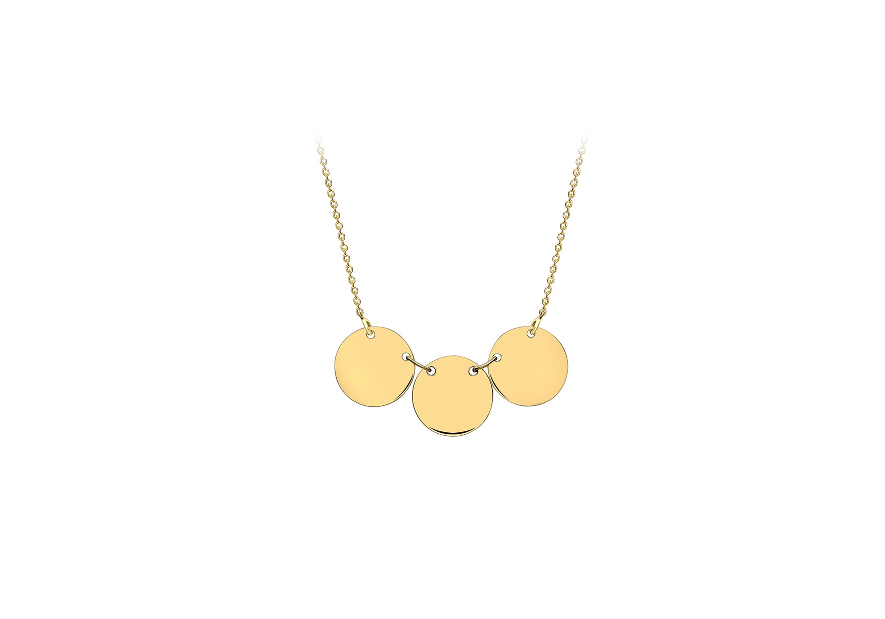 9ct Yellow Gold Treble Disc Necklace