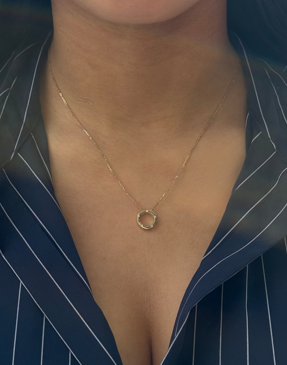 9ct Yellow Gold CZ Open Circle Pendant