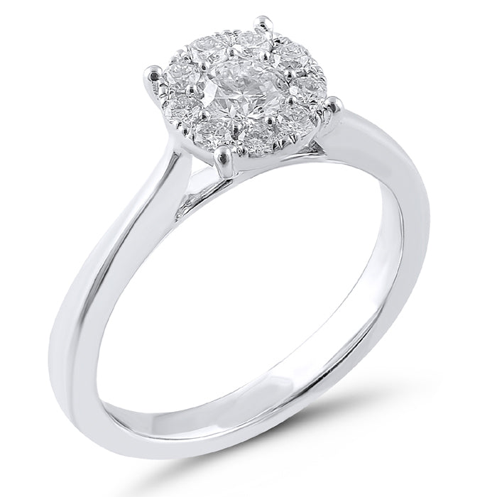 9K White Gold 50pt Illusion Solitaire Diamond Ring