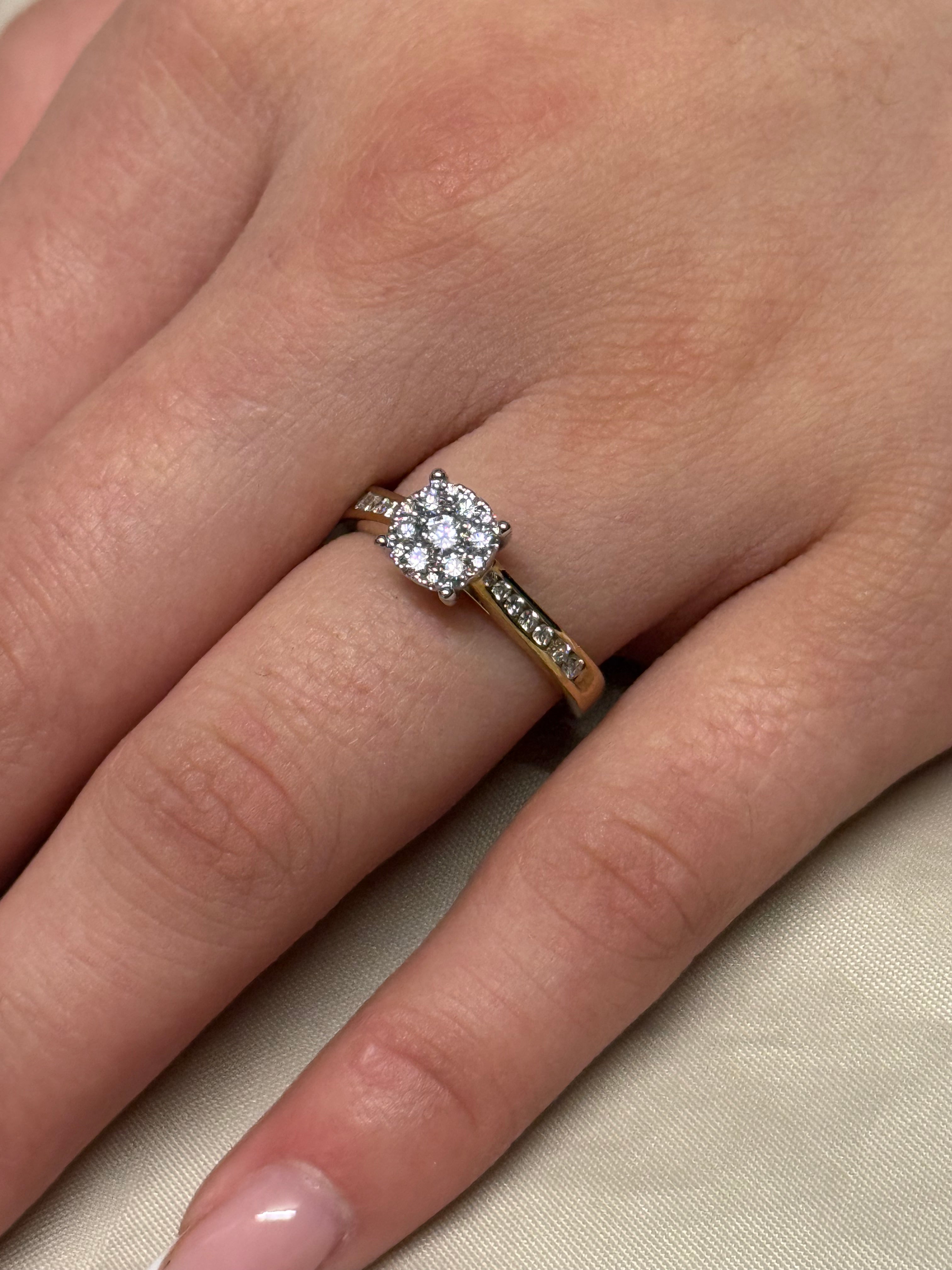 9K Yellow Gold 50pt Illusion Solitaire with Diamond Band