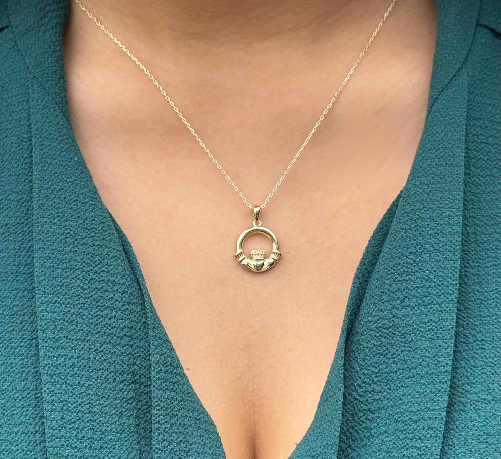 Gold Plated Sterling Silver Claddagh Pendant