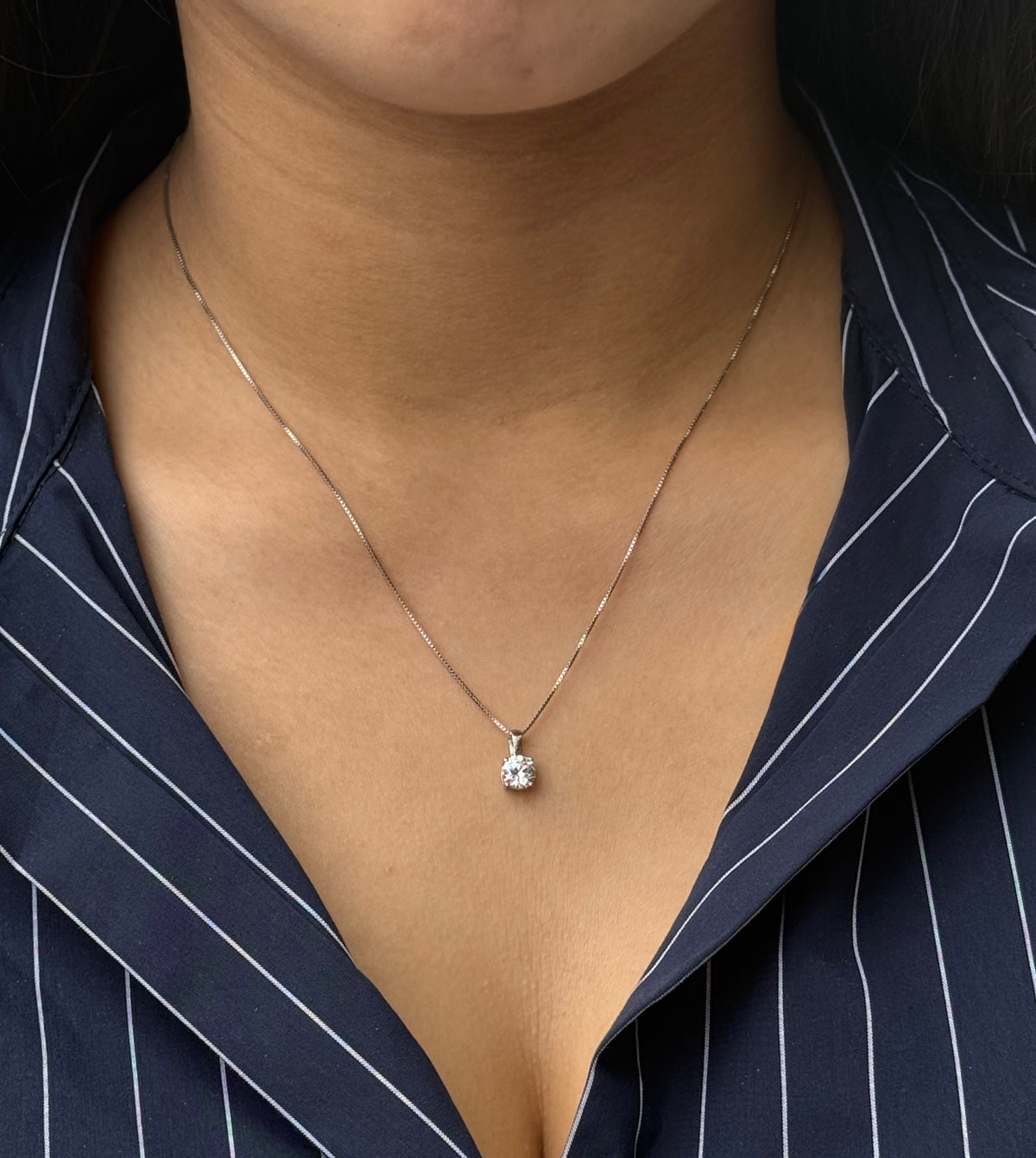 9ct White Gold Solitaire CZ Pendant