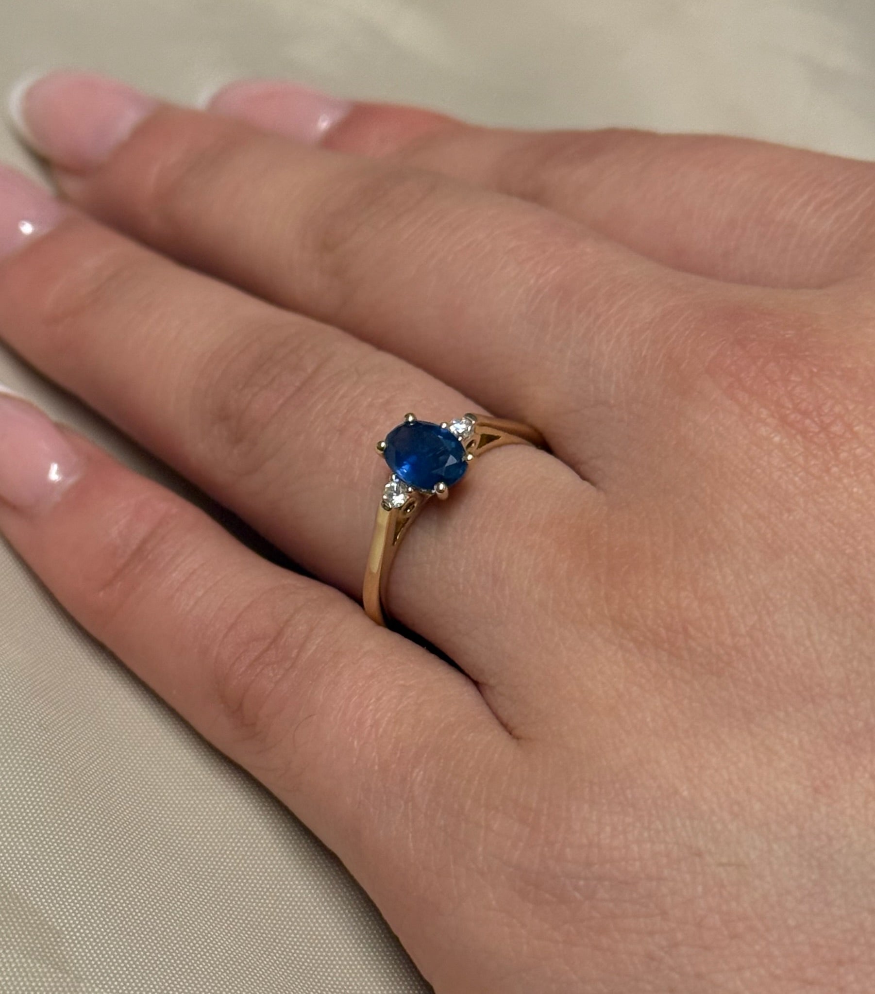 9ct Yellow Gold Sapphire and Diamond Ring