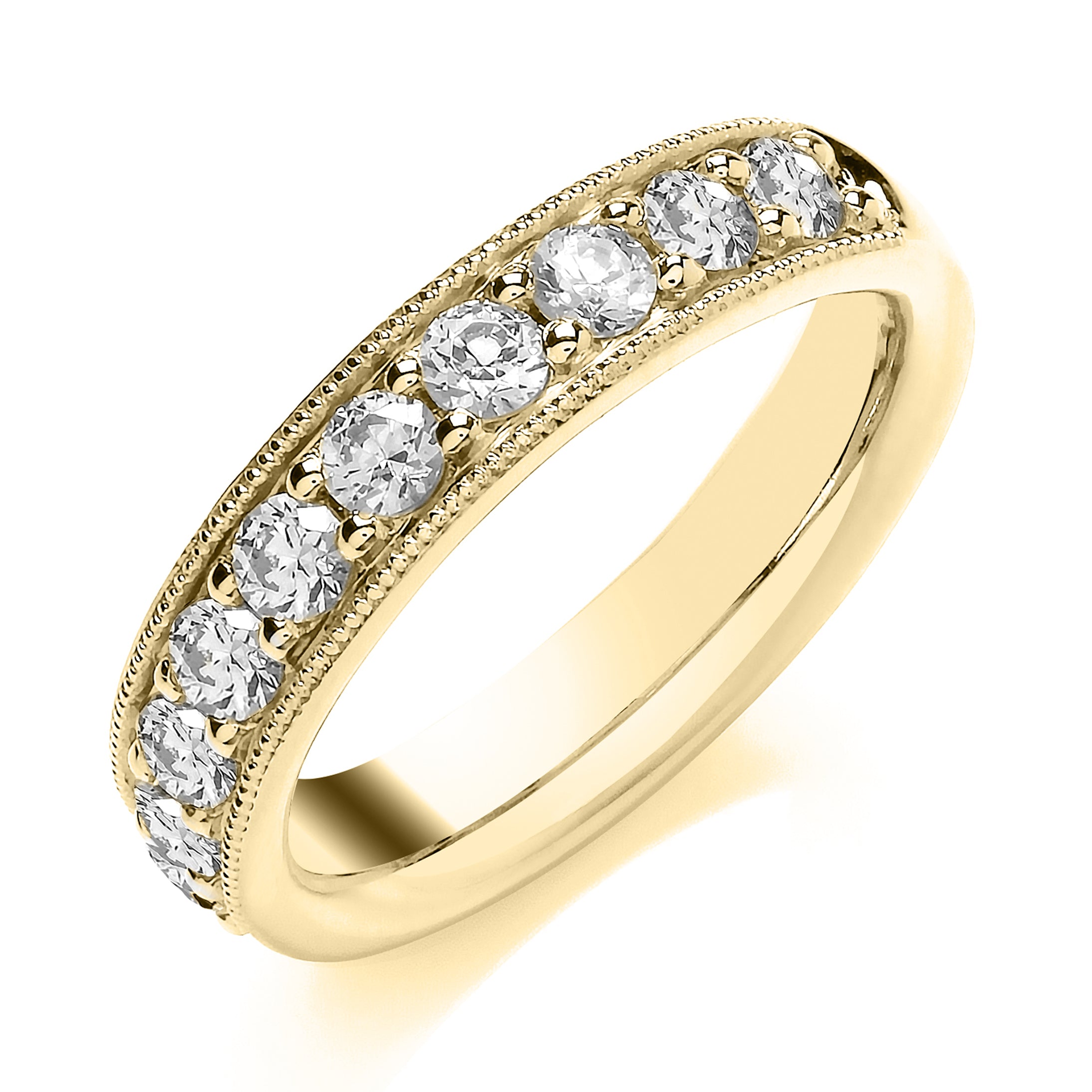 18k Yellow Gold Millgrain Diamond Band