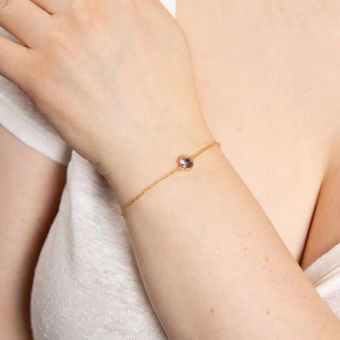 Yellow Gold Plated Sterling Silver June Birthstone Bracelet