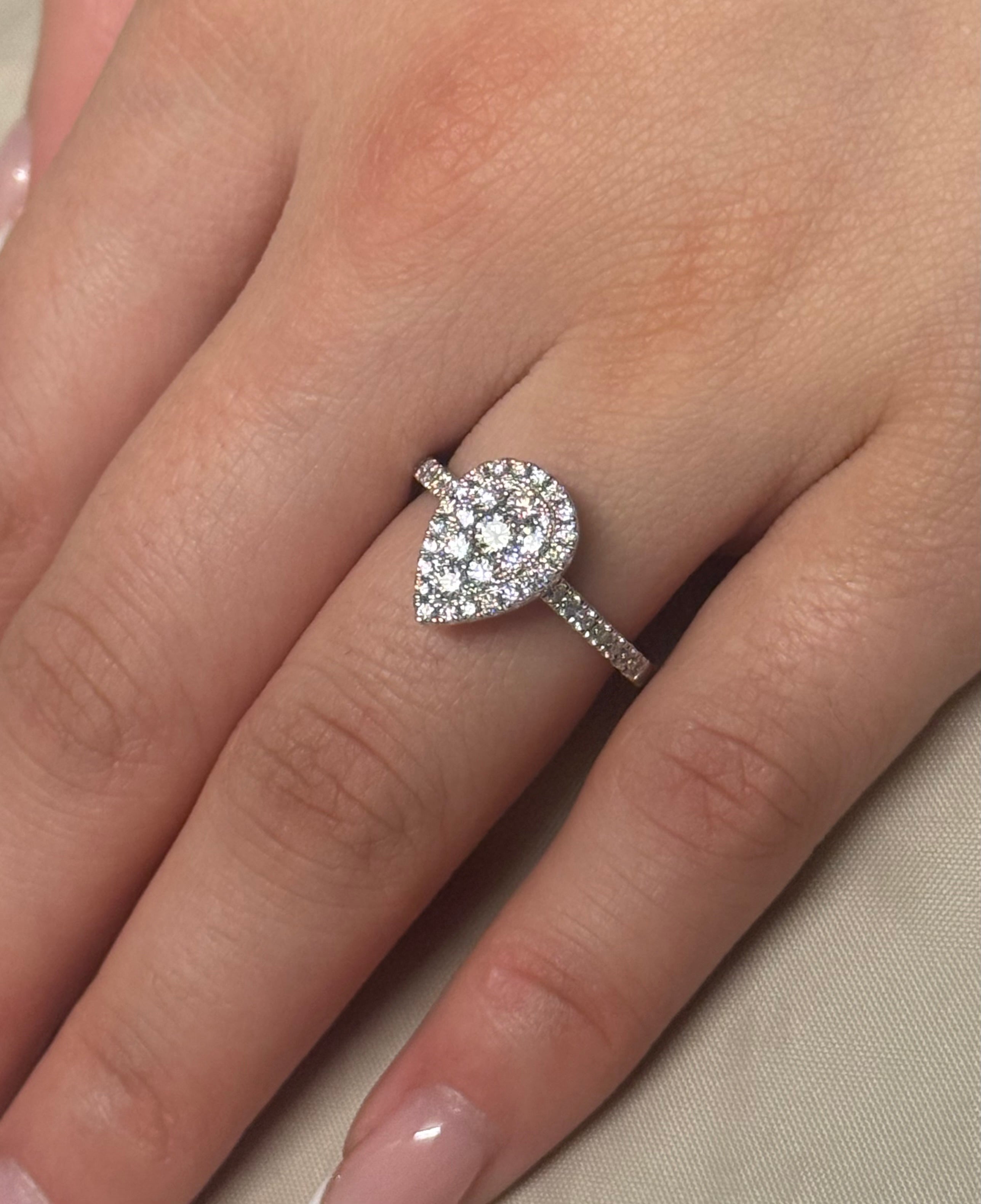 9K White Gold 70pt Pear Cluster with Diamond Band