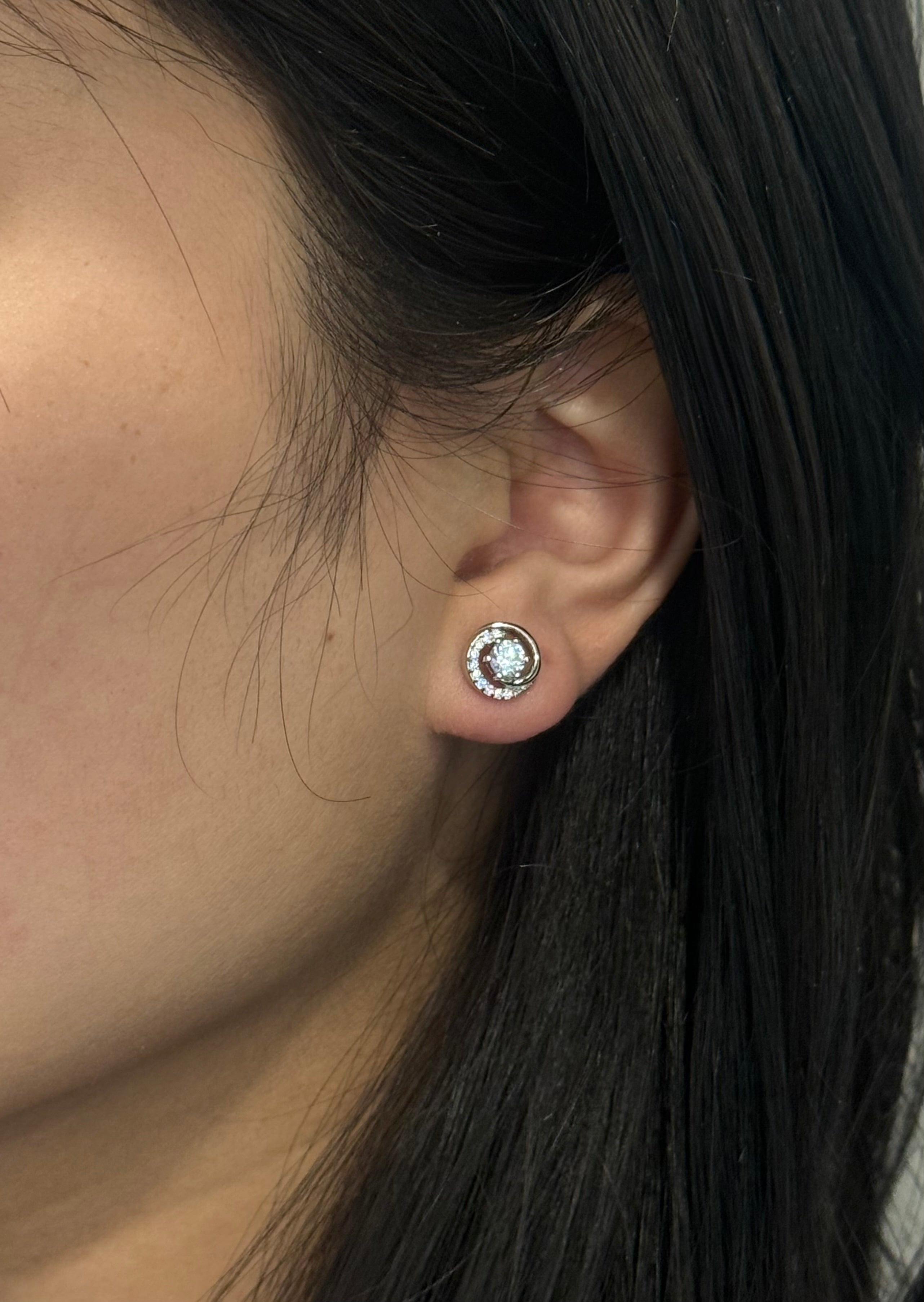 Sterling Silver Cz Swirl Knot Earrings