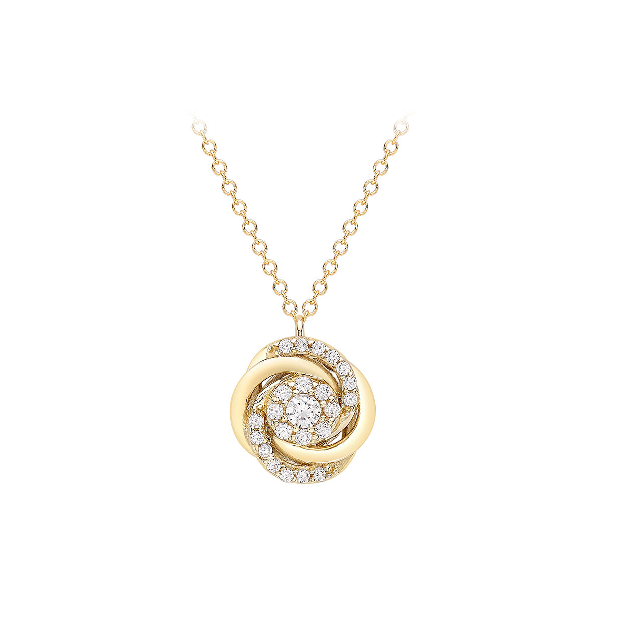 9ct Yellow Gold CZ Knot Pendant