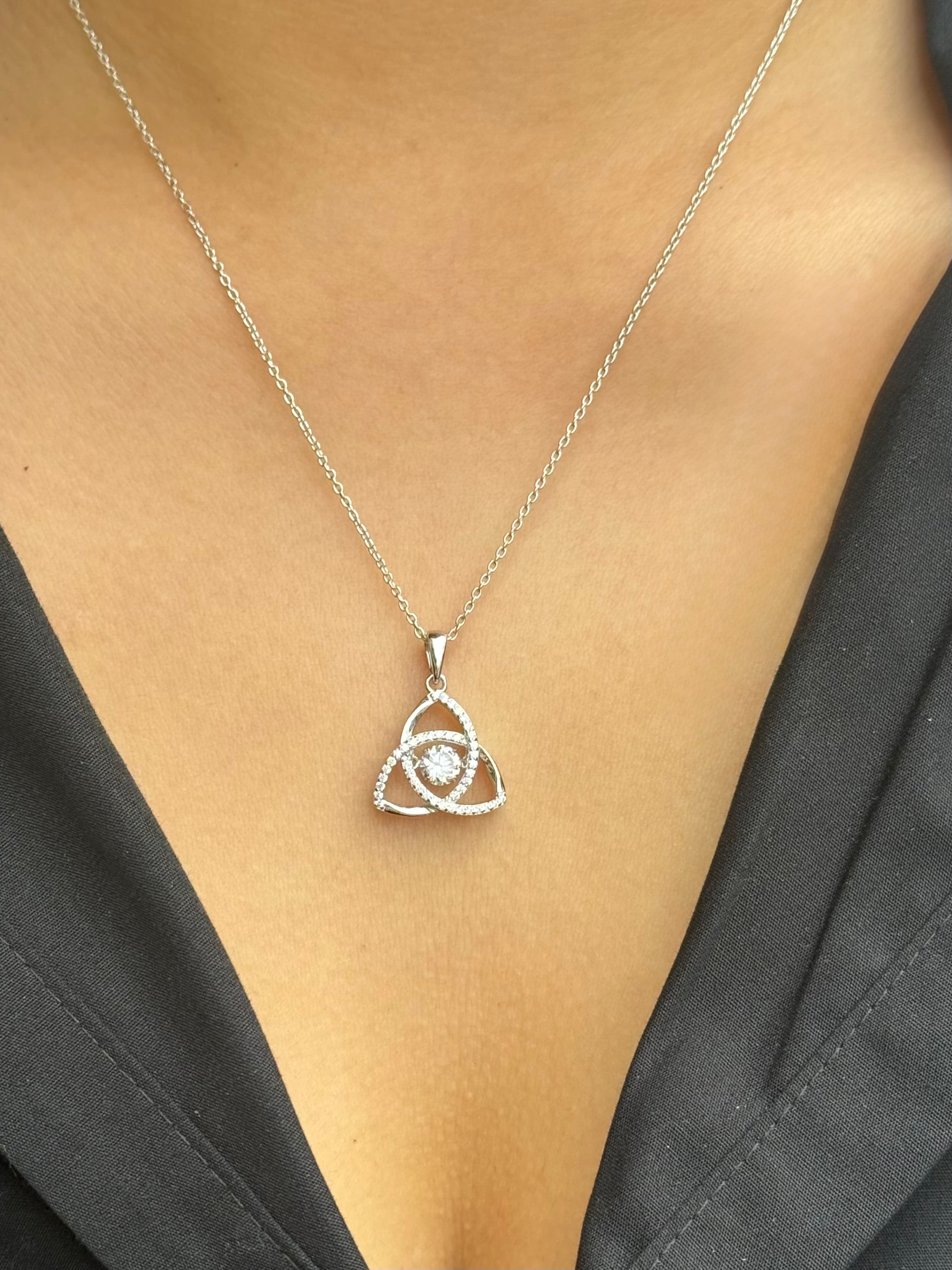 Sterling Silver “Dancing” Cz Trinity Pendant