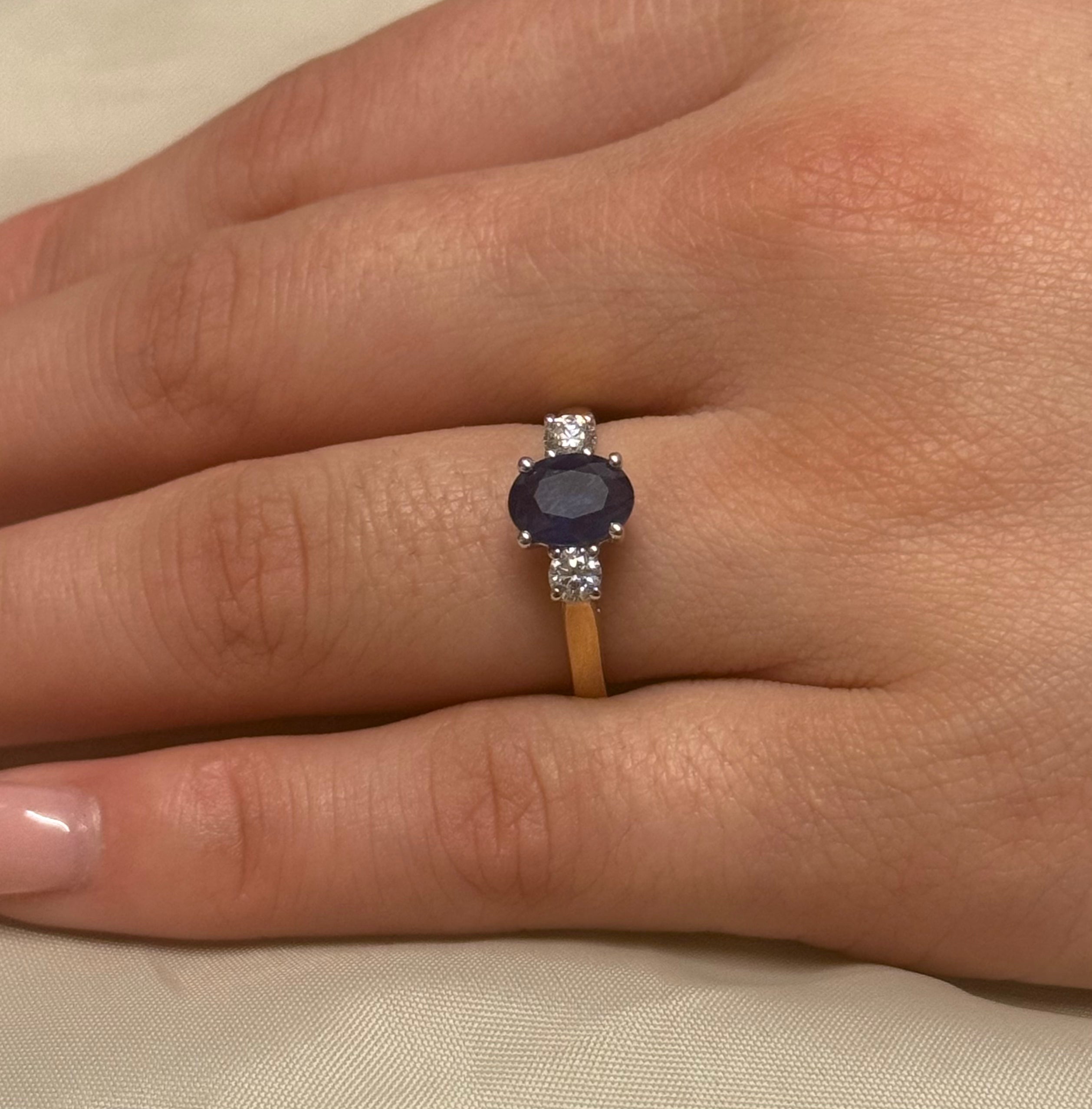 9ct Yellow Gold Oval Sapphire and Diamond Ring