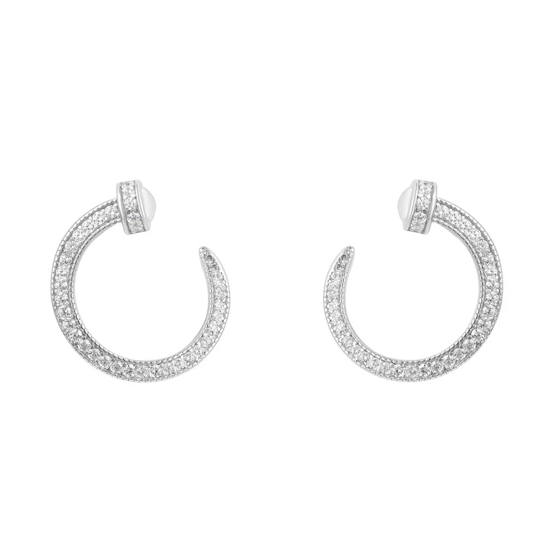 Sterling Silver Cubic Zirconia Nail Earrings