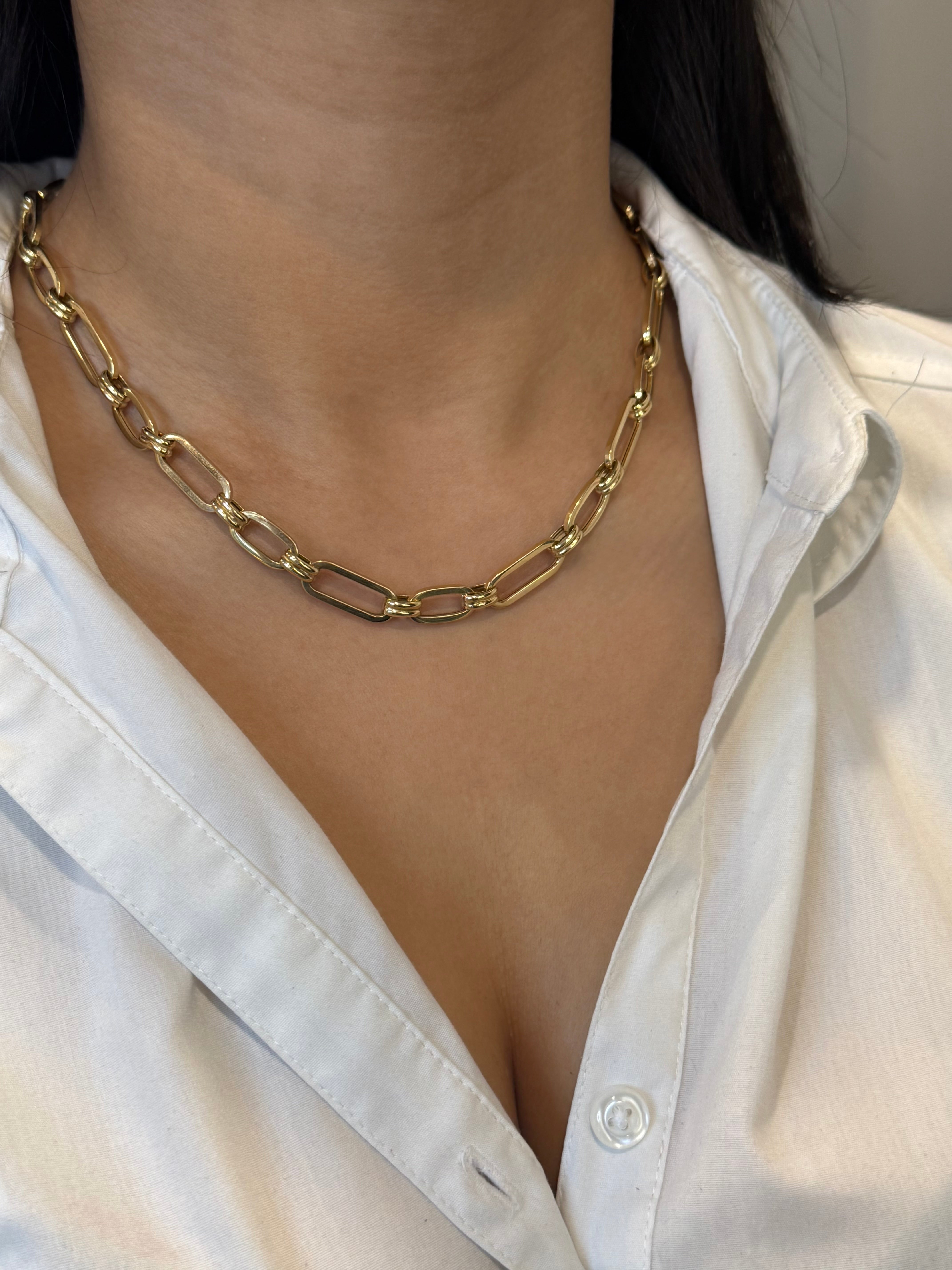 9ct Yellow Gold Paperlink Double Link Necklace