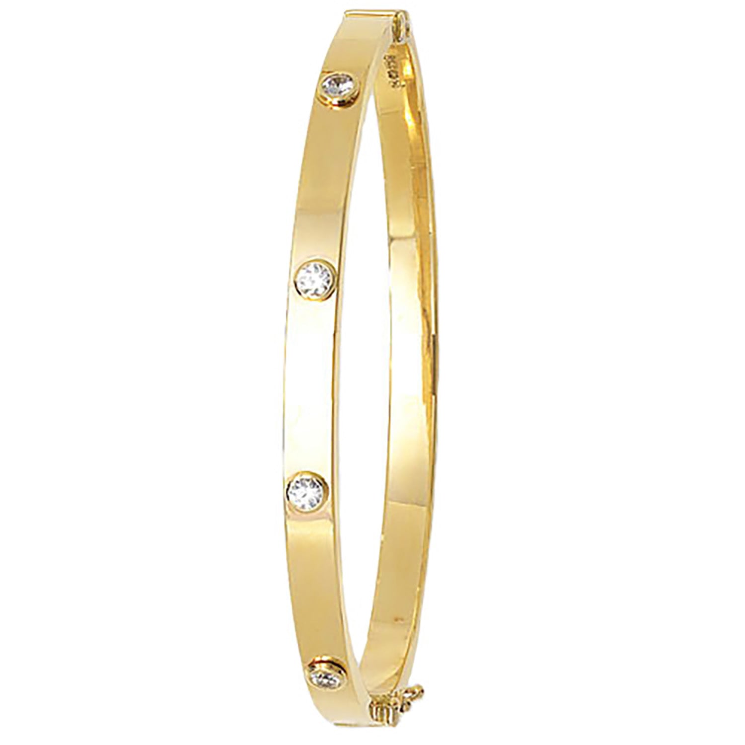 9ct Yellow Gold Bezel Set Cubic Zirconia Bangle