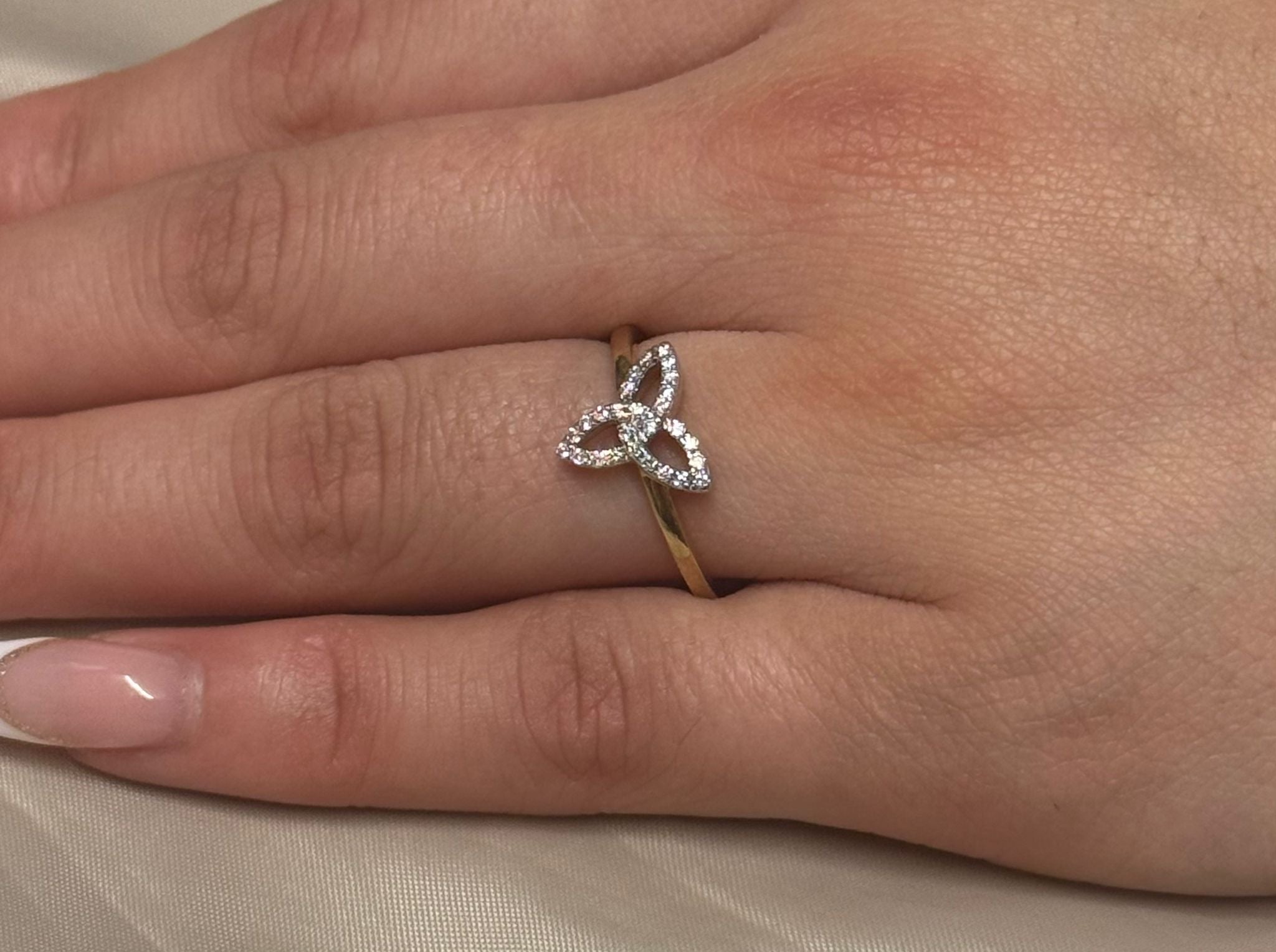 9K Yellow Gold Diamond Trinity Ring