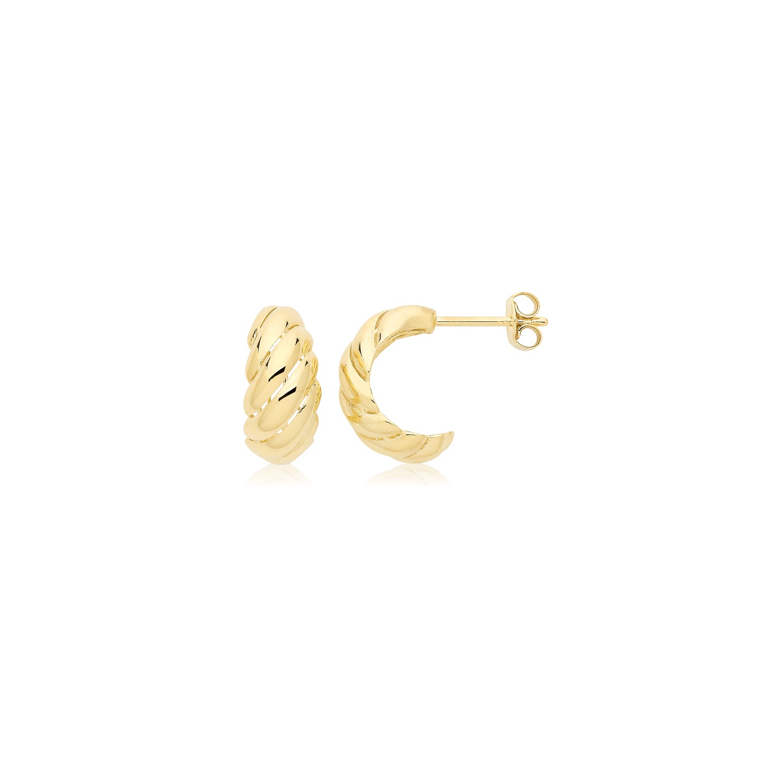 9ct Yellow Gold Croissant Style Stud Earrings