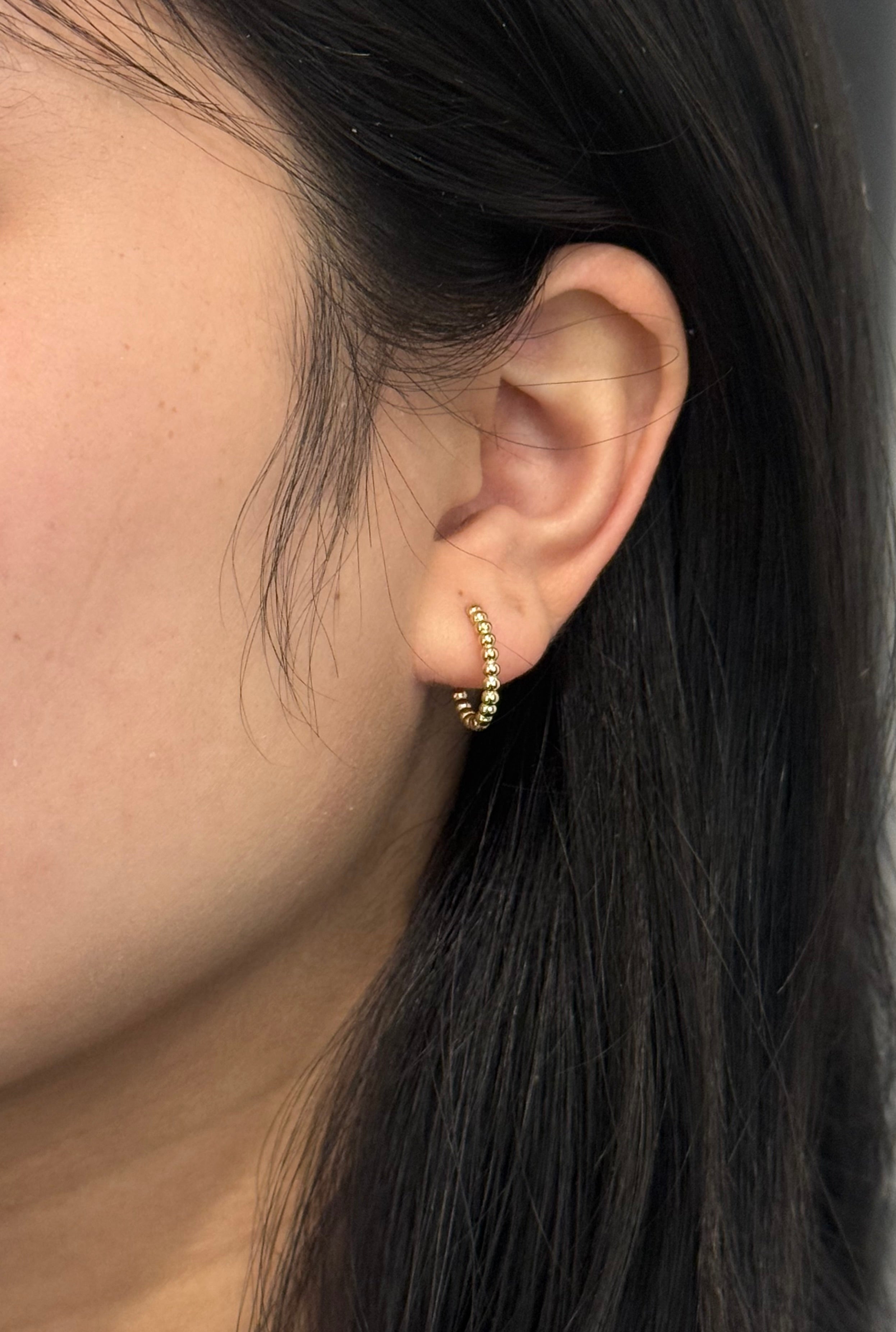 9ct Yellow Gold Beaded Hoops