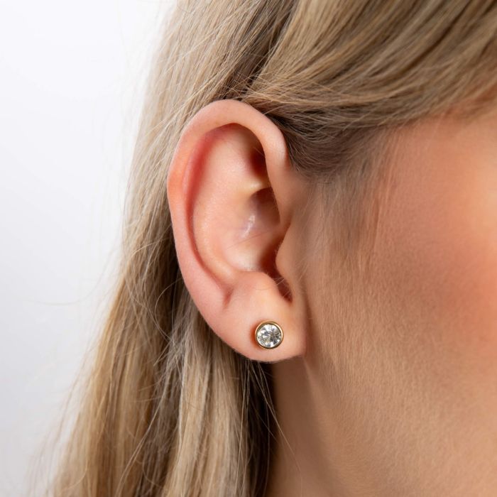 Yellow Gold Plated Sterling Silver April Birthstone Earrings