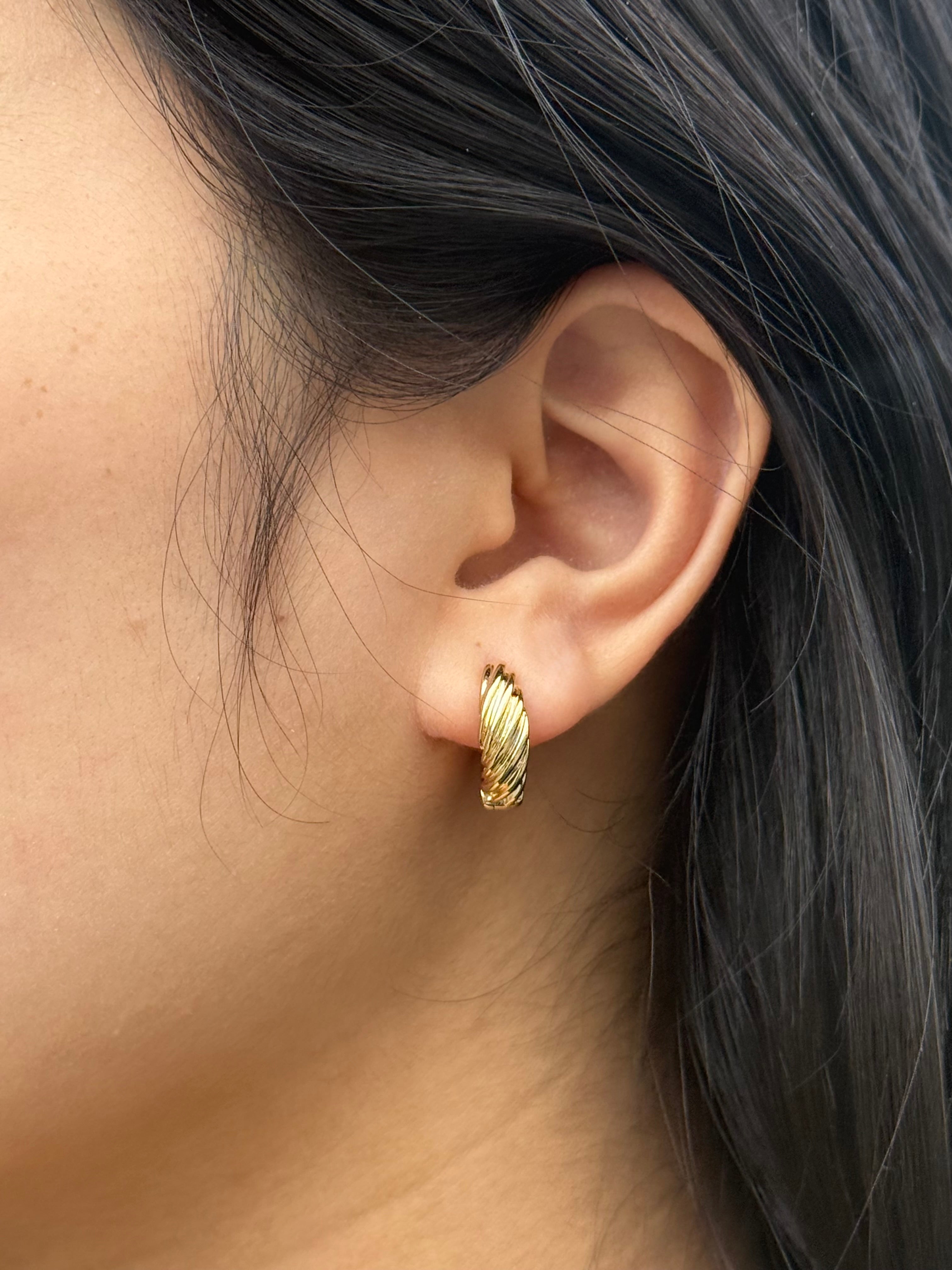Gold Plated Sterling Silver Twist Hoop Earrings